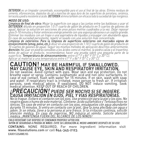 FILA Surface Care Solutions DETERDEK Cementitious Grout Haze Remover, Effective Against Rust Stain, 1 QT - Image 3