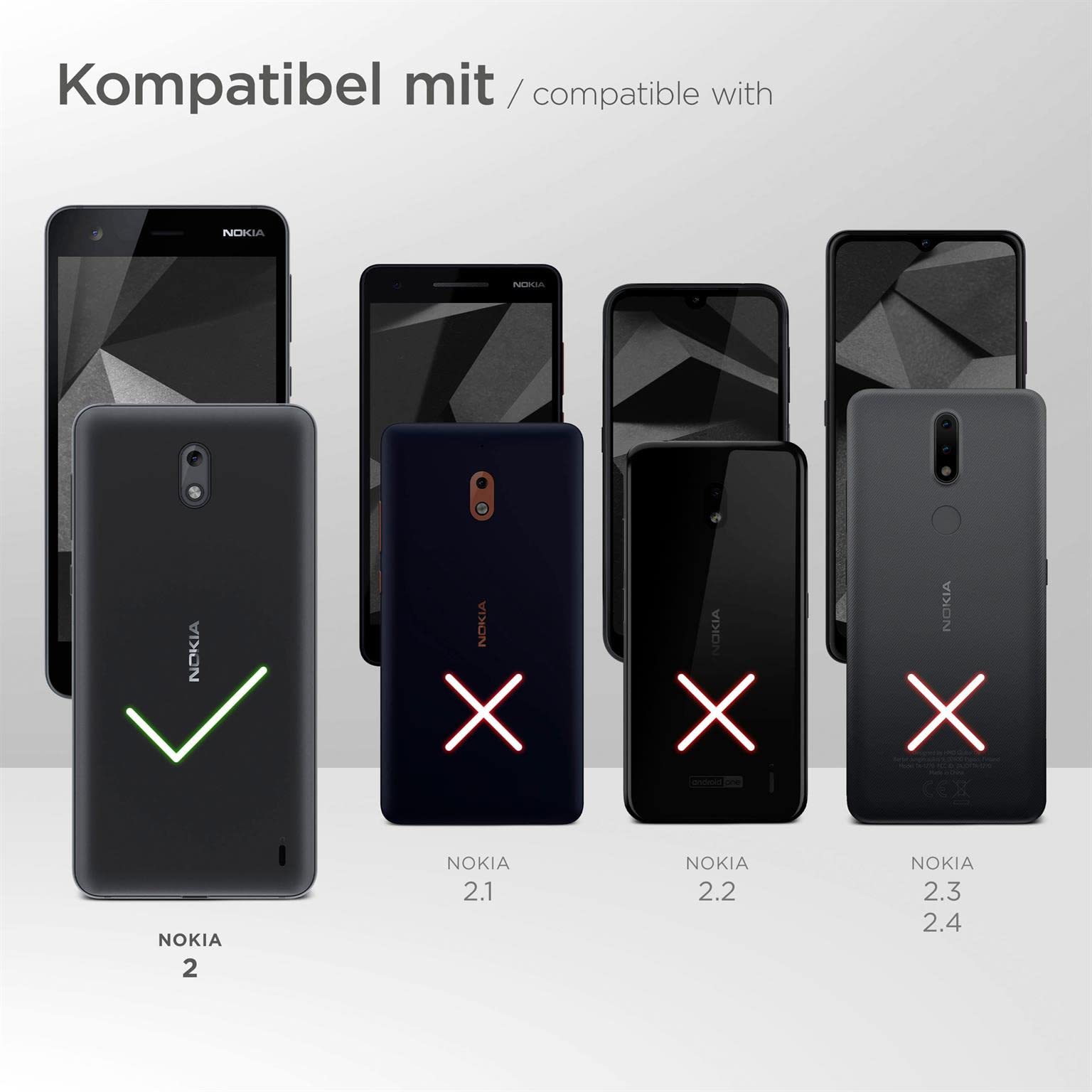 MoEx Custodia In Silicone Con Vetro Protettivo Per Nokia 2 – Cover Trasparente 360° - 6