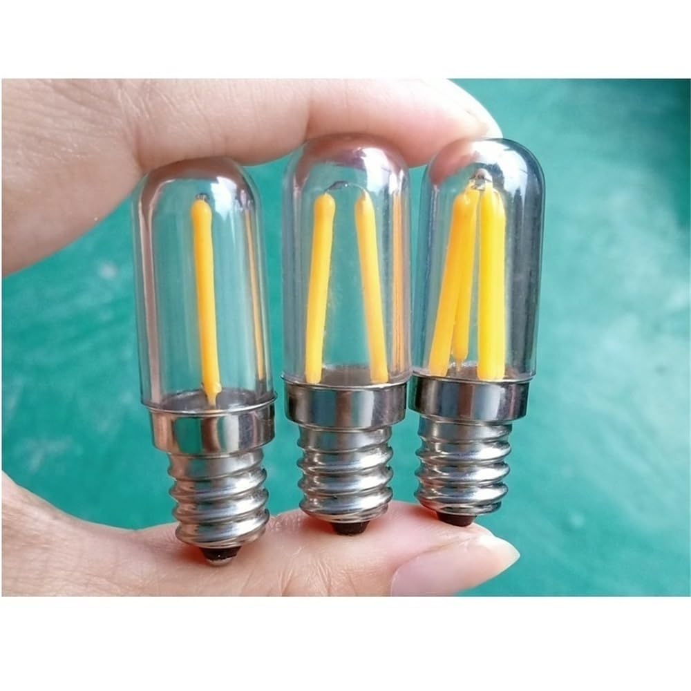 1fortunate lights, Paquete de 20, bombilla de filamento LED T15 AC220V E12/E14 luz LED for refrigerador lámpara de luces indicadoras regulables(2700K Warm White,E12 220V 3W)