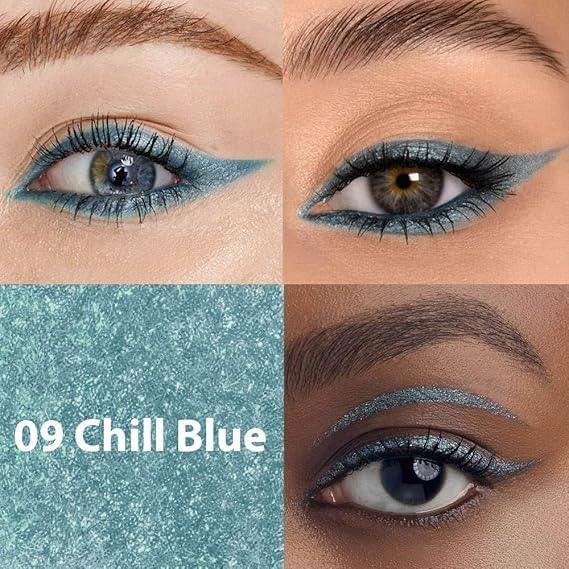 Delineador en gel glitter color azul frío waterproof miniatura 5