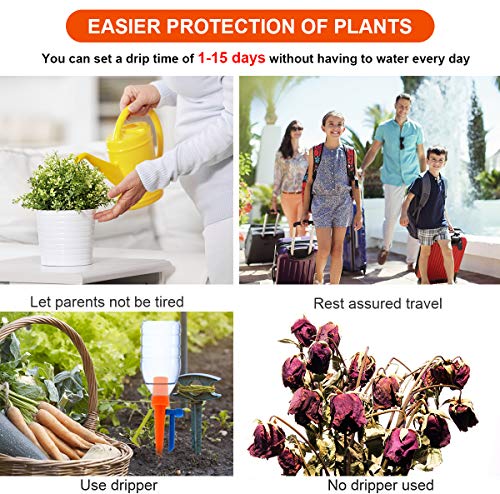 【2020 NEW】 Plant Self Watering Spikes System Non-stop Water, Automatic Irrigation Plant Waterer with Slow Release Control Valve Switch, Adjustable Water Volume Drip System for Outdoor Indoor Plants - Thumbnail 2