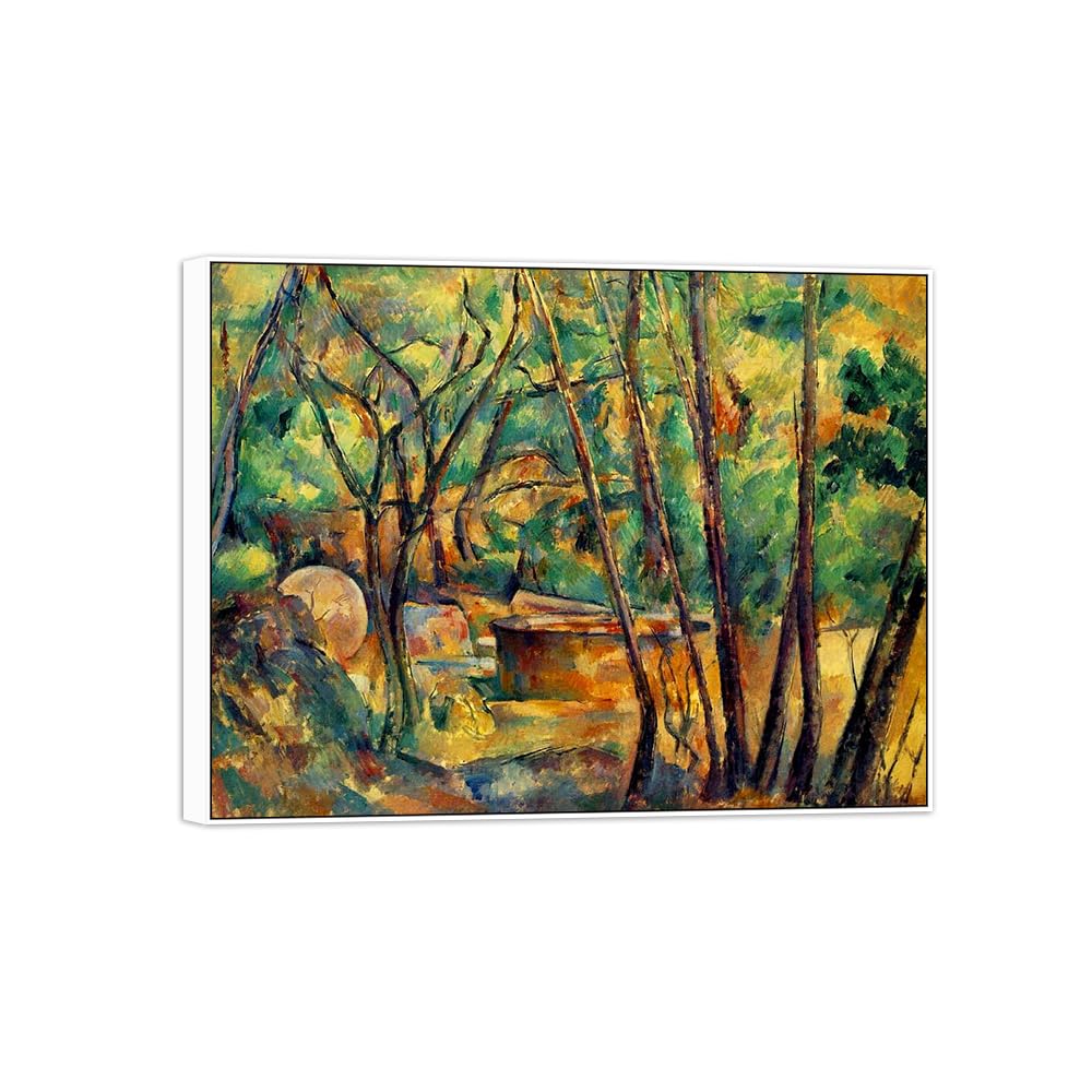 SDYSKKUG Canvas Wall Art Picture Decor Tree by Paul Cezanne 90x70cm White Frame