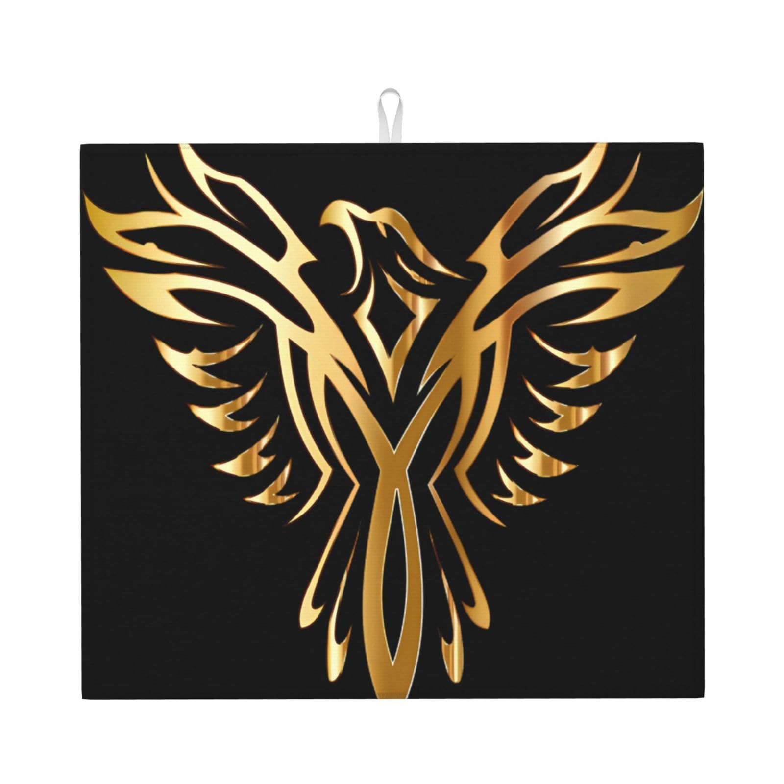 HJFCZH Phoenix Prints Kitchen Drying Mat - Absorbent Dish Drying Throw with Vibrant Prints, Quick-Dry Countertop Layer for Dishes & Appliances - Non-Slip & Foldable