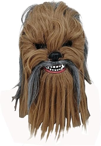 Chew bakka Mask Ape Cosplay Helmet Full Head Latex Flexible Helmet Halloween Costume Prop Fancy Ball Soft Mask, Brown, One size