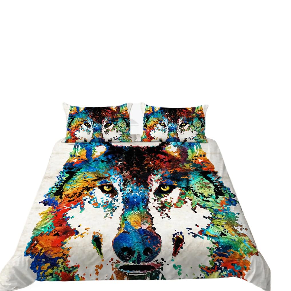Housse de couette wolf 240x260 finies les couettes trop courtes avec la parure de lit loup 3D
