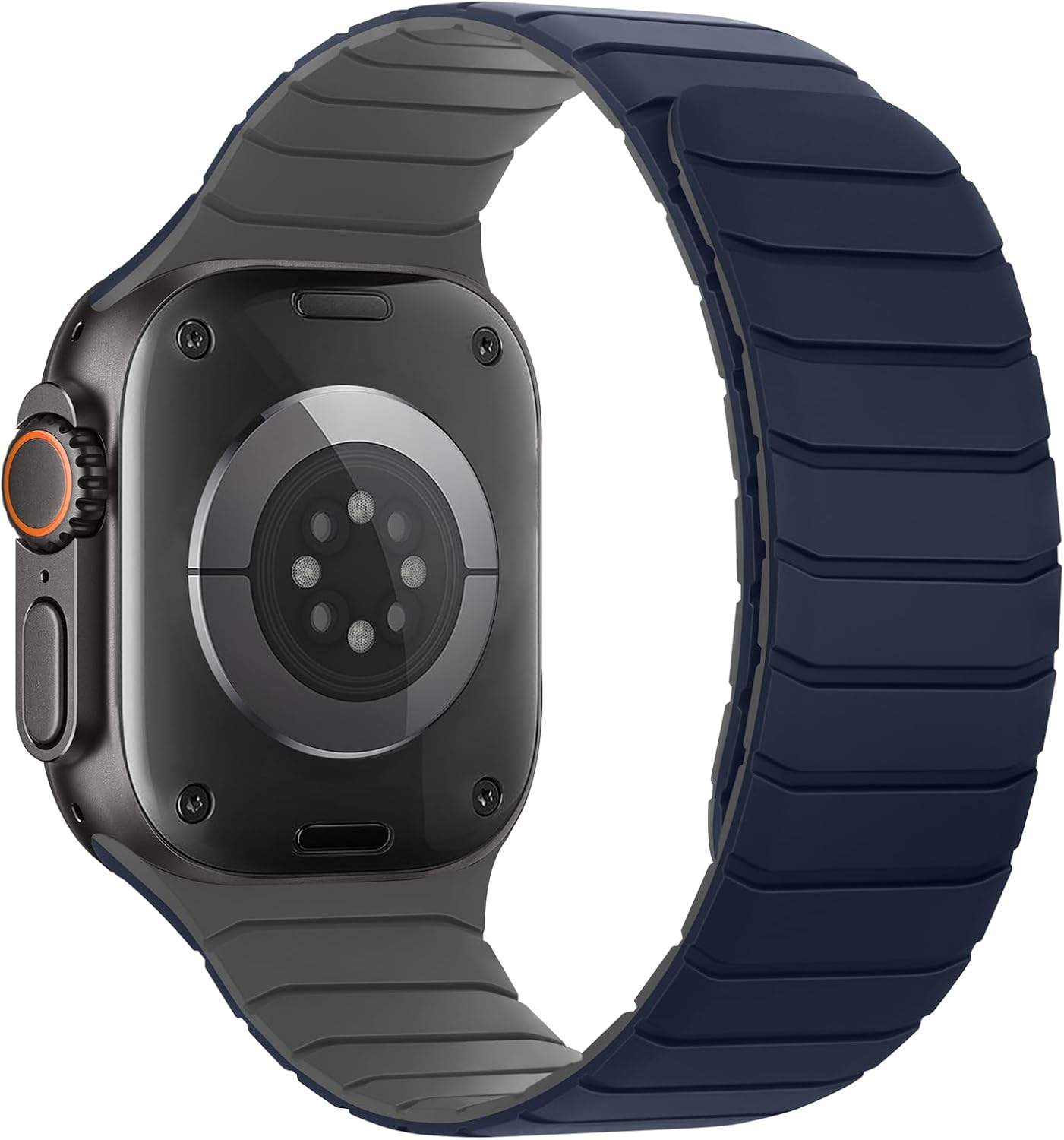 Tasikar Magnetic Bands Compatible with Apple Watch 49mm 46mm 45mm 44mm 42mm Soft Silicone Replacement Loop Wristband for iWatch Ultra 3 2 1 SE Series 11 10 9 8 7 6 5 4 3, Dark Blue-Grey - Image 2