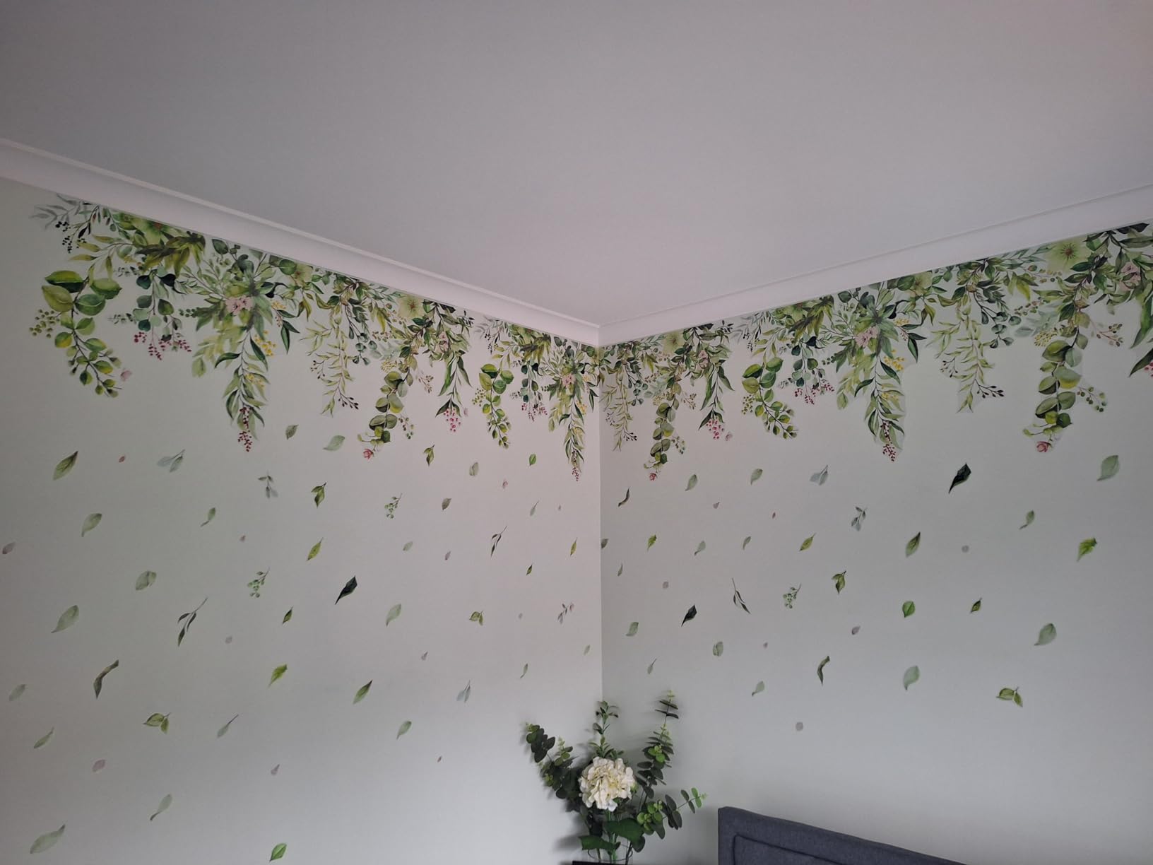 Amimagen Green Hanging Vine Wall Stickers - Nature Plants Flower Leaves ...