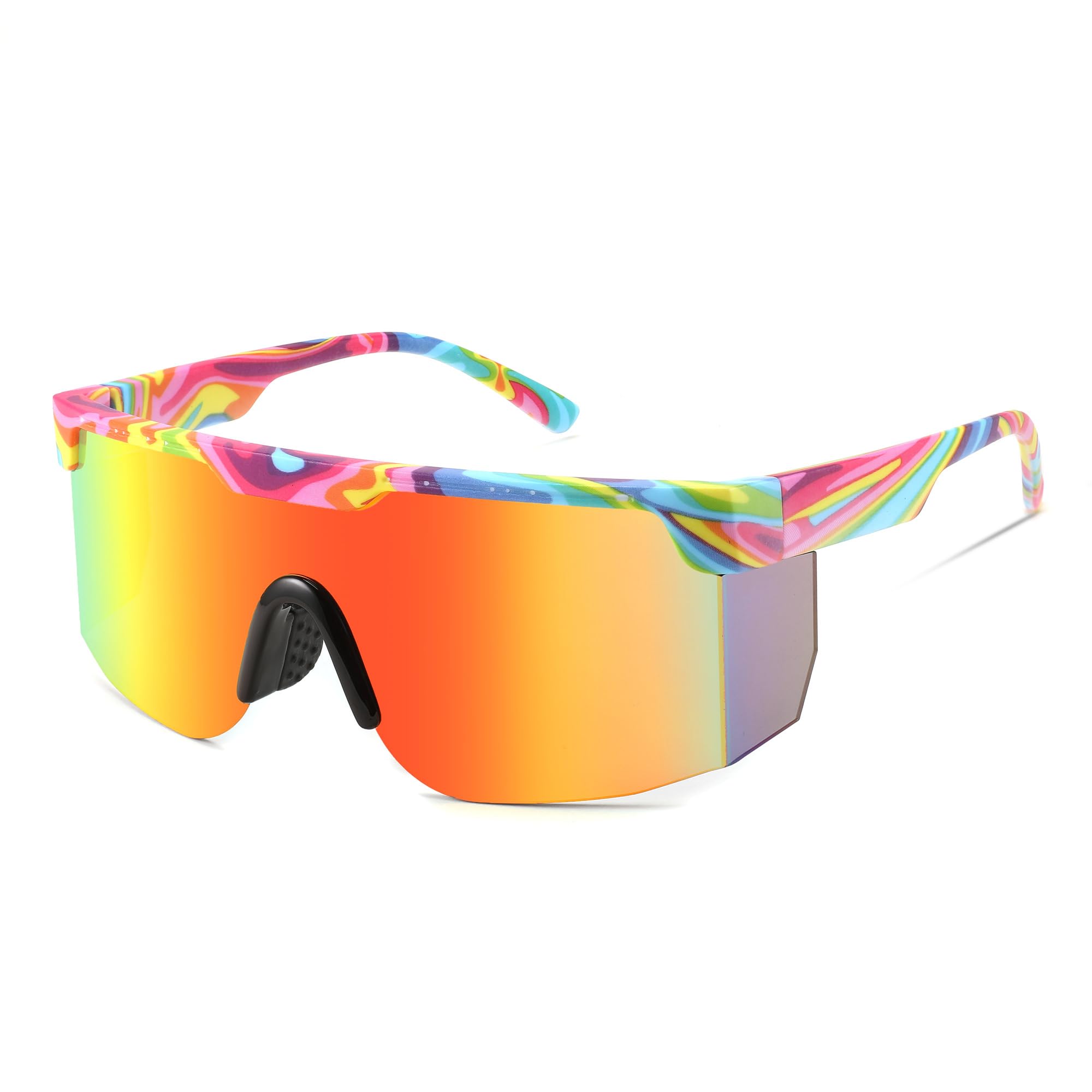 FEISEDY Sunglasses Women Men Sports, 80s Visor Retro Neon Square Sun Glasses, Miorred Shades UV400 B0004