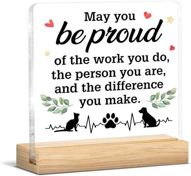 Veterinarian Gifts for Women Men, Thank You Gifts for Vet Tech Veterinary Nurse Assistant Veterinary Student, Vet Clear Acrylic Desk Decorative Sign Decor