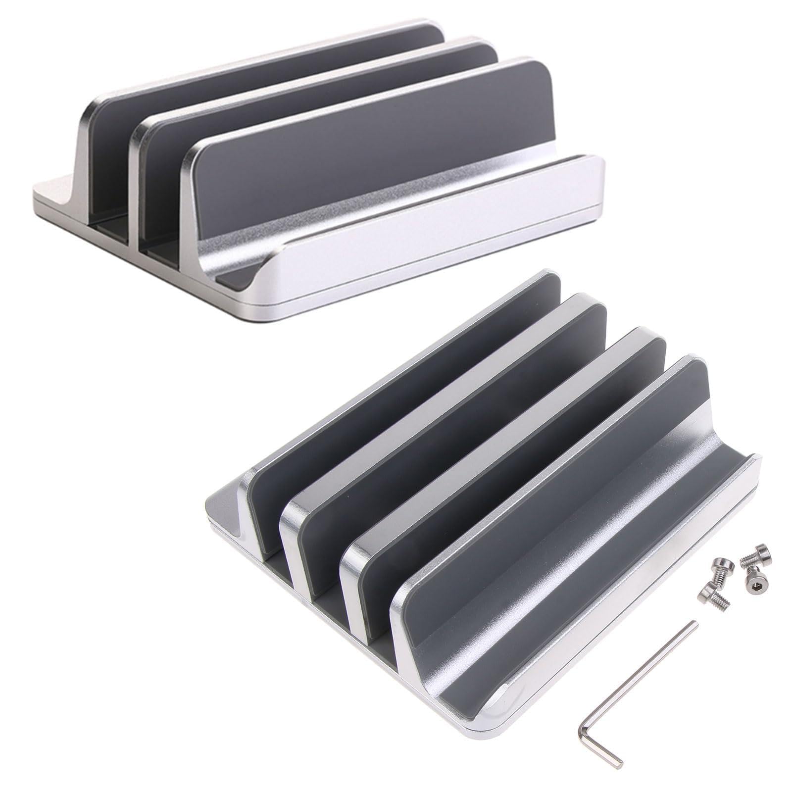 2 In 1 Vertical Laptop Stand Space Saving 2 Slot Design Desktop Notebook Desk Holder Dock Base Adjustable Slot Width