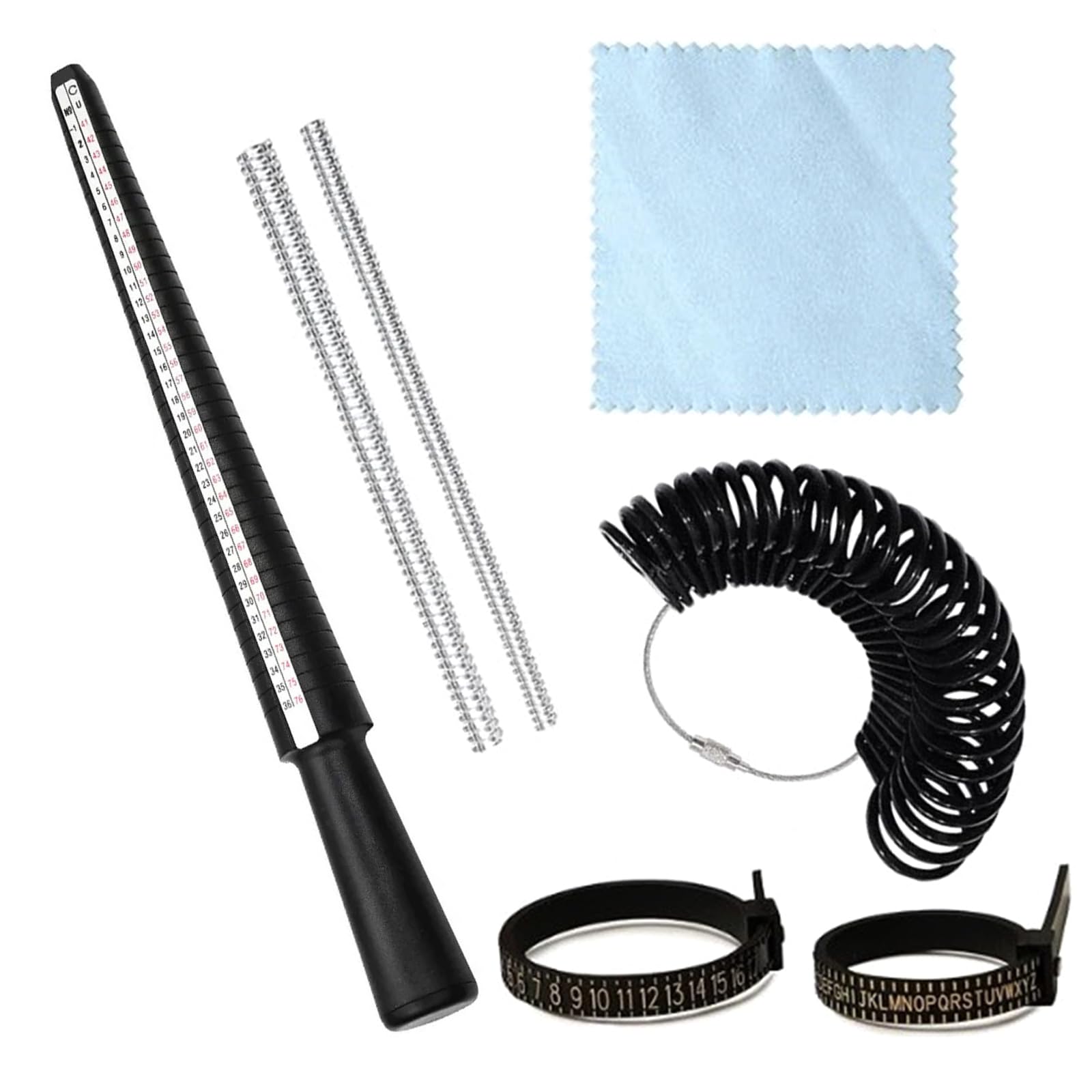 NEWFT 7Pcs Rings Sizer Measuring Tool Set Rings Guage for Rings Measurer Integrated Conical Rings Mandrel Sizer Tool