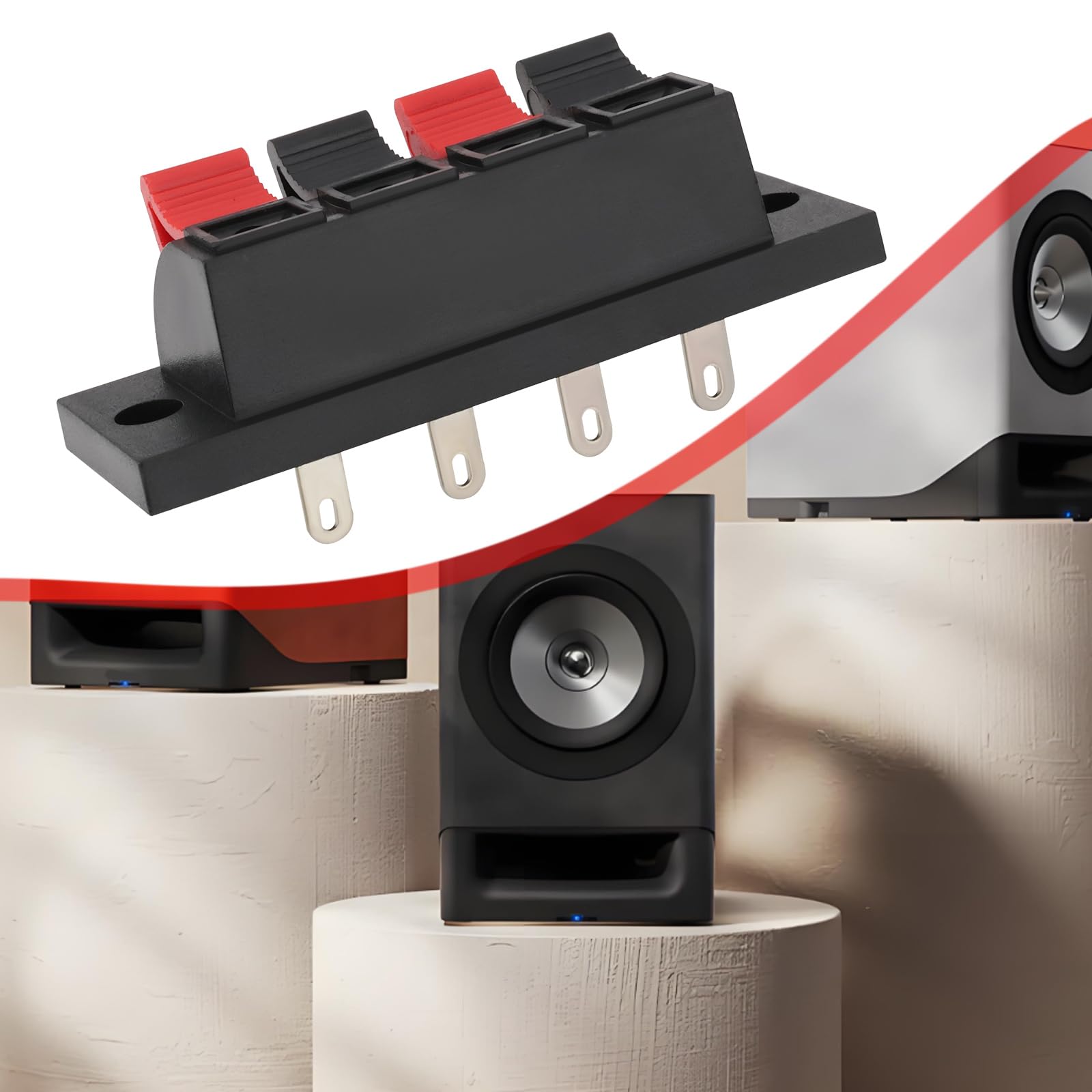 4 Terminali Per Altoparlanti A Molla 4 Posizioni – 68x23mm, Per Cavi E Personalizzazione