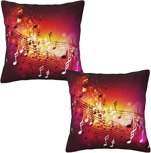 Miniatura 9 de 2 Pack Decorative Throw Pillow Covers 18"x18" Square Cushion Cover Boho Farmhouse Pillowcase for Couch Sofa Bedroom Living Room Home Decor Music