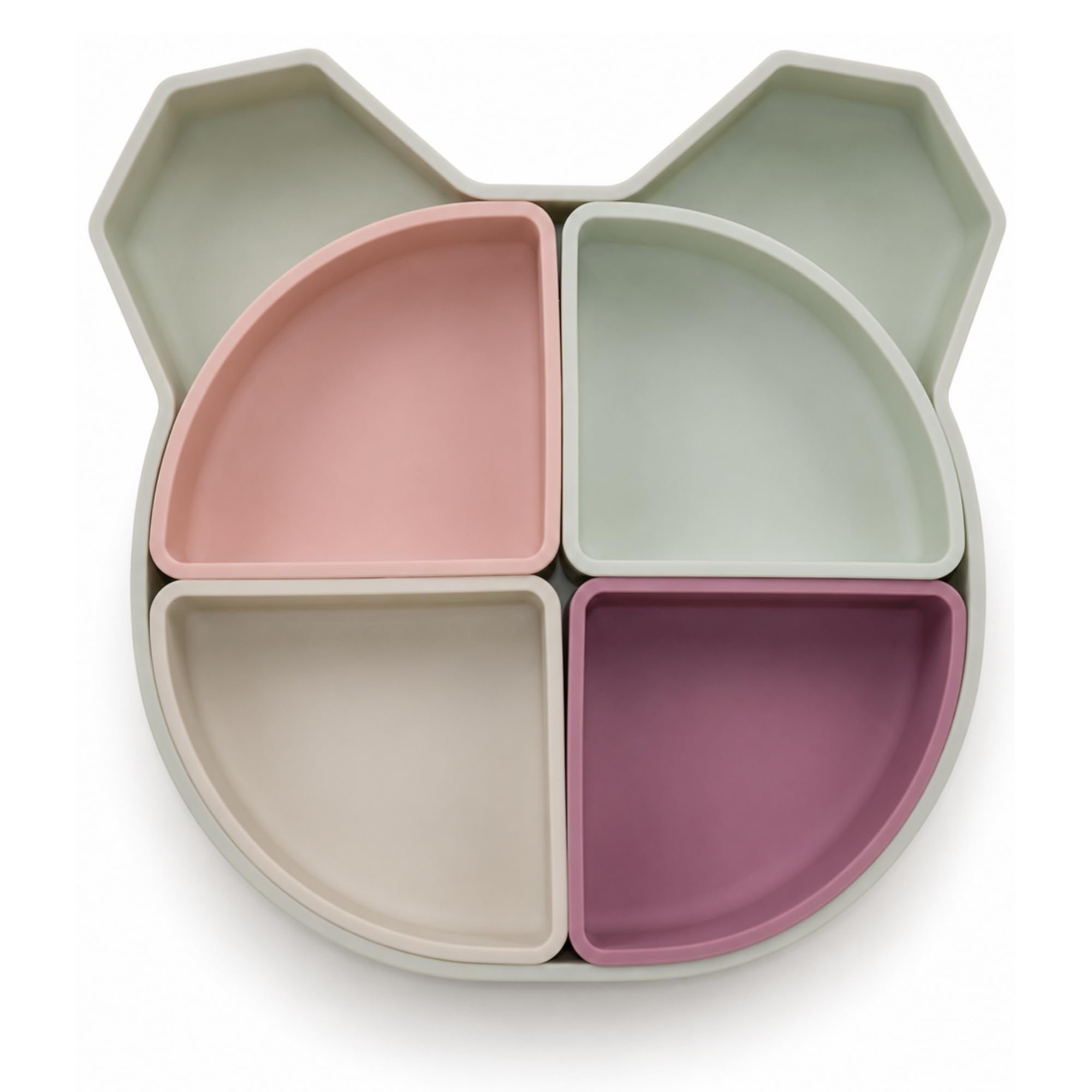 Little Coo Bear Flexi Plate for Baby & Toddler | Silicone Divided Plate with 4 Removable Bowls | BPA Free | Food-Grade Silicone | Microwave & Dishwasher Safe-image-32