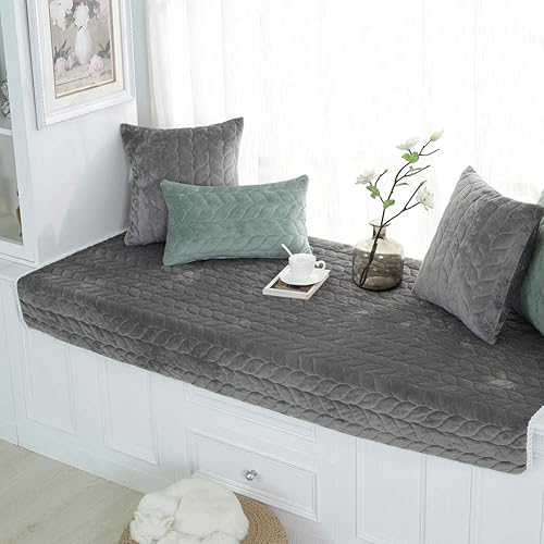 Miniatura 2 de JeogYong Cojín para ventana de bahía con juego de 4 fundas de almohada de 18 x 18 pulgadas, tapete grueso antideslizante de terciopelo de cristal