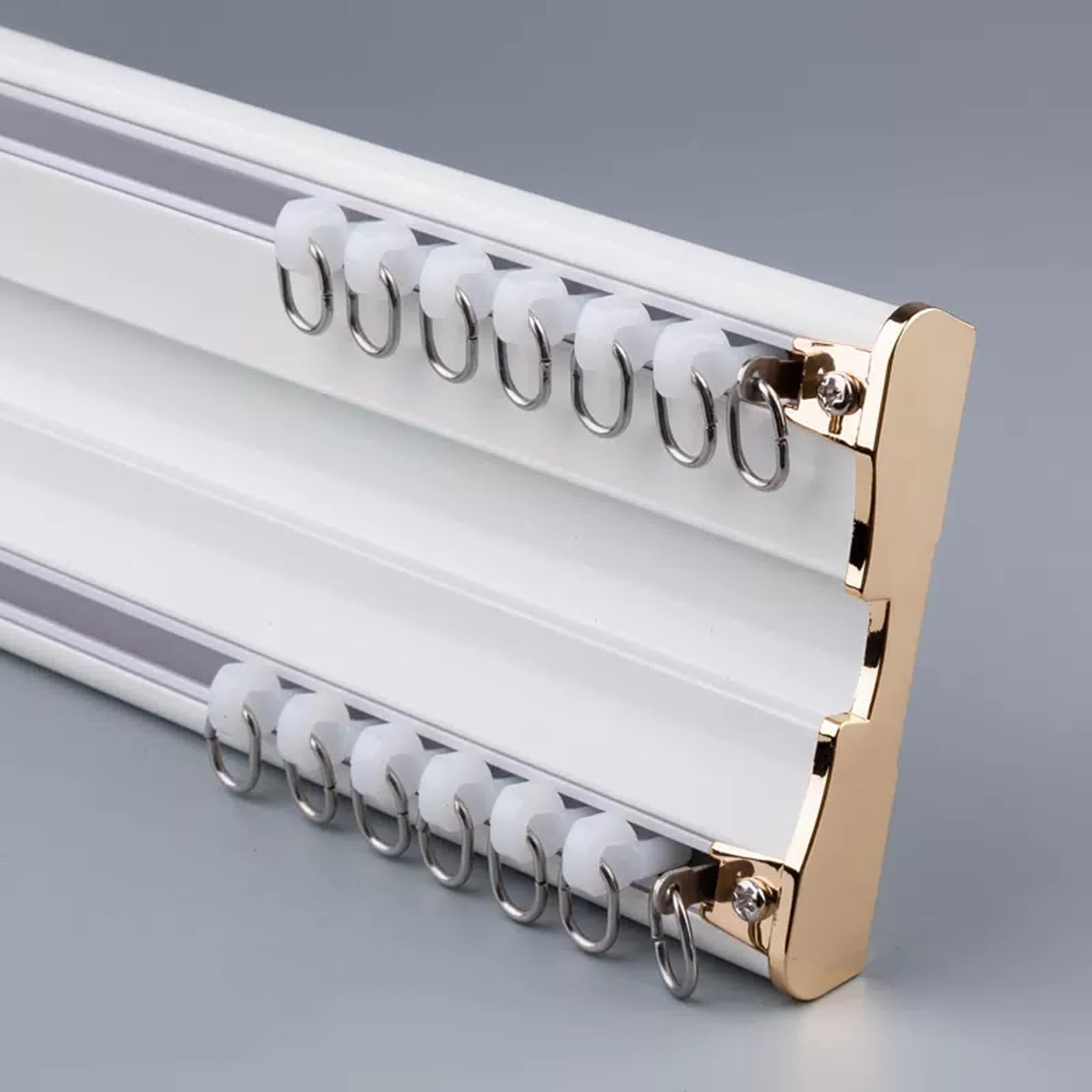GXQFC Double Curtain Track, Aluminum Curtain Rails Nano Silence Track for Ceiling Mount Siamese Double Track for Office Living Room Home Bathroom Divider Drop Ceiling(Size:4M,Color:White) — image 1