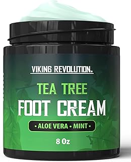 Viking Revolution Tea Tree Foot Cream for Dry Cracked Heels - Foot Cream for Dry Cracked Feet Foot Balm for Dry Cracked Feet - Foot Cream for Dry Feet Foot Repair Cream with Aloe Vera and Mint (8oz)