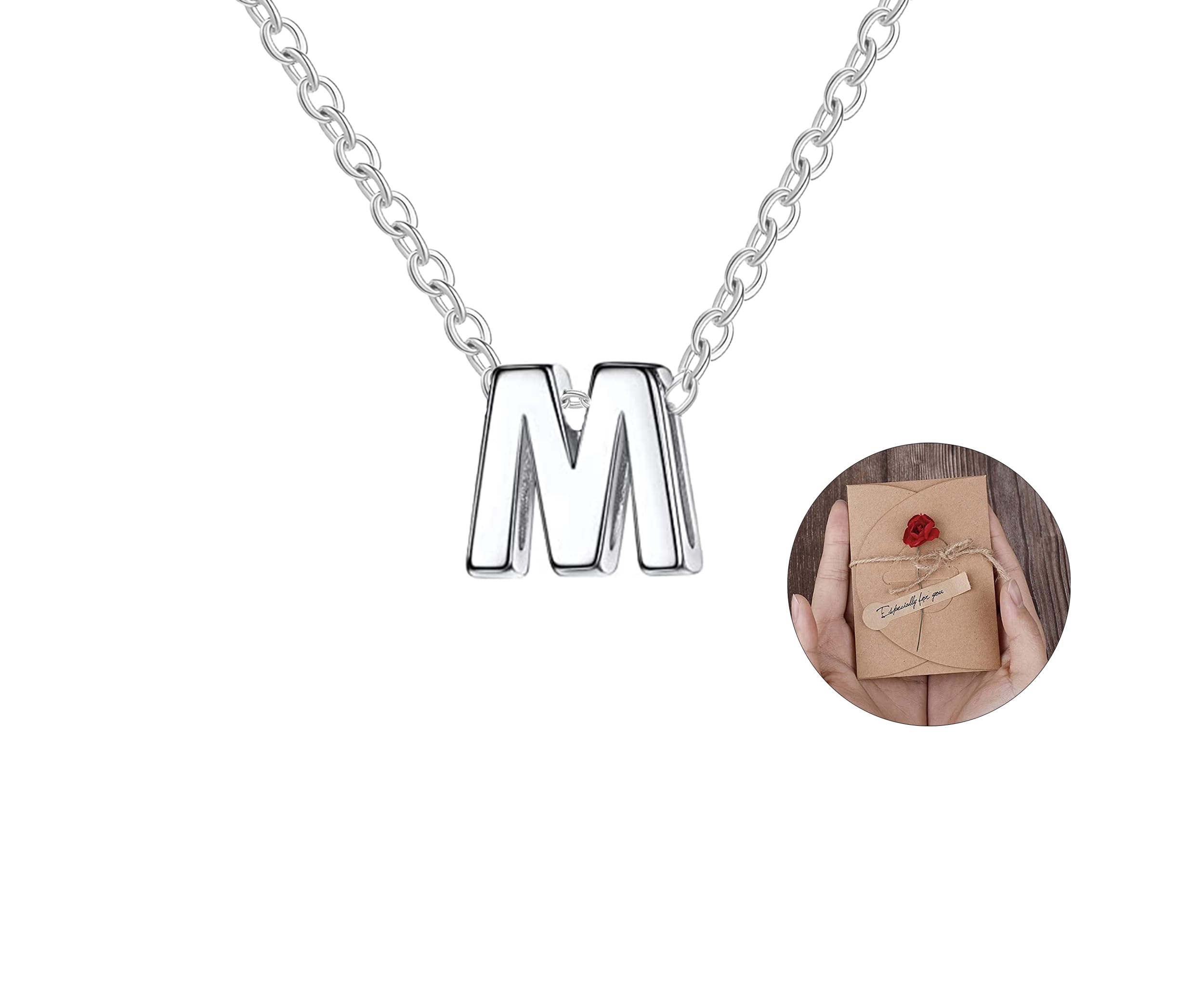 Only faith Collar para mujer con letra inicial con Hermosa caja de regalo. Acero inoxidable Colgantes con letras bisutería barata sobre con mensaje original Amigos Novios