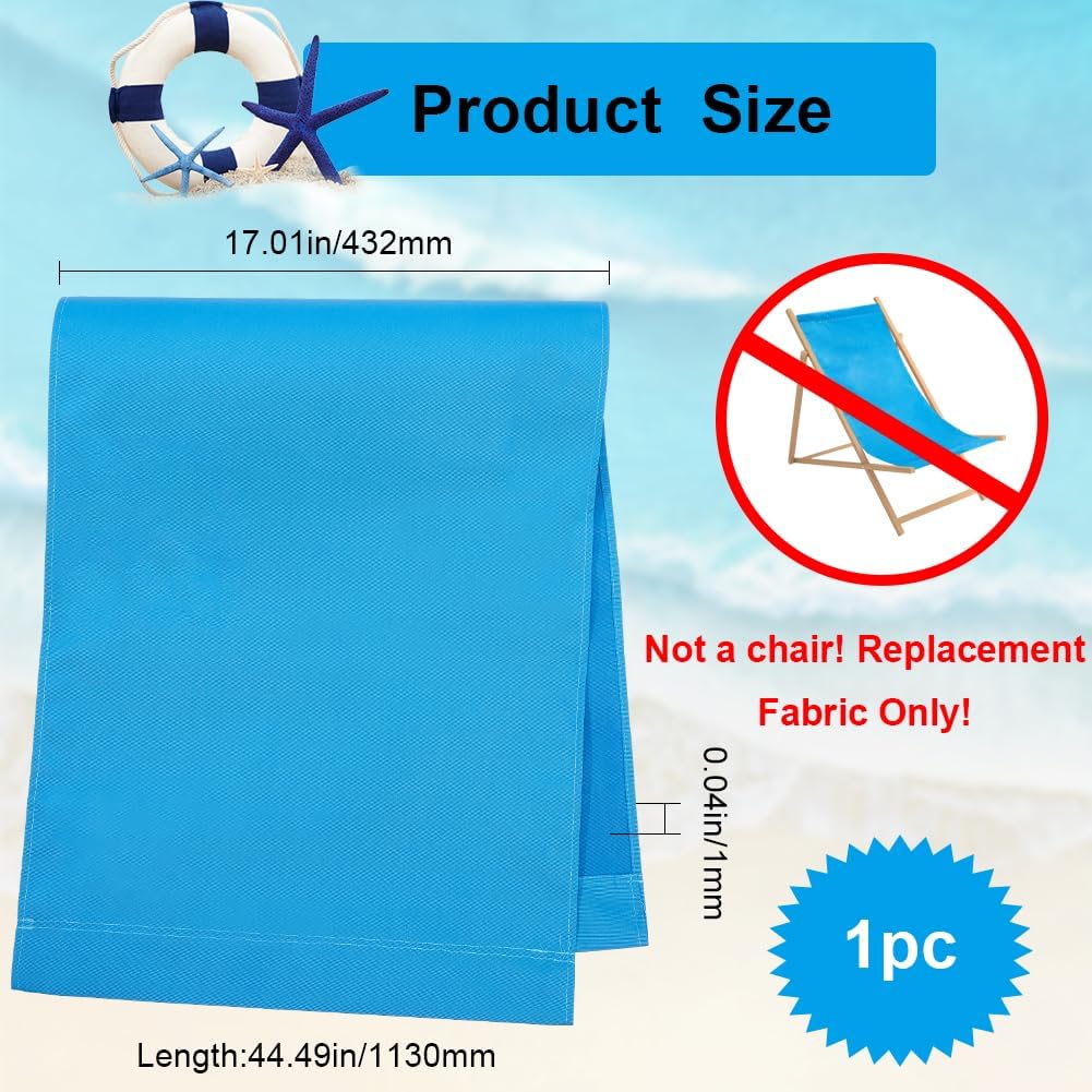 GORGECRAFT 44x17 Beach Sling Chair Replacement Canvas 1mm Thick Blue Patio Sling Chairs Cloth Outdoor Folding Chair Fabric Folding Sling Lounge Chairs Canvas for Sunbathing Garden Courtyard Beach