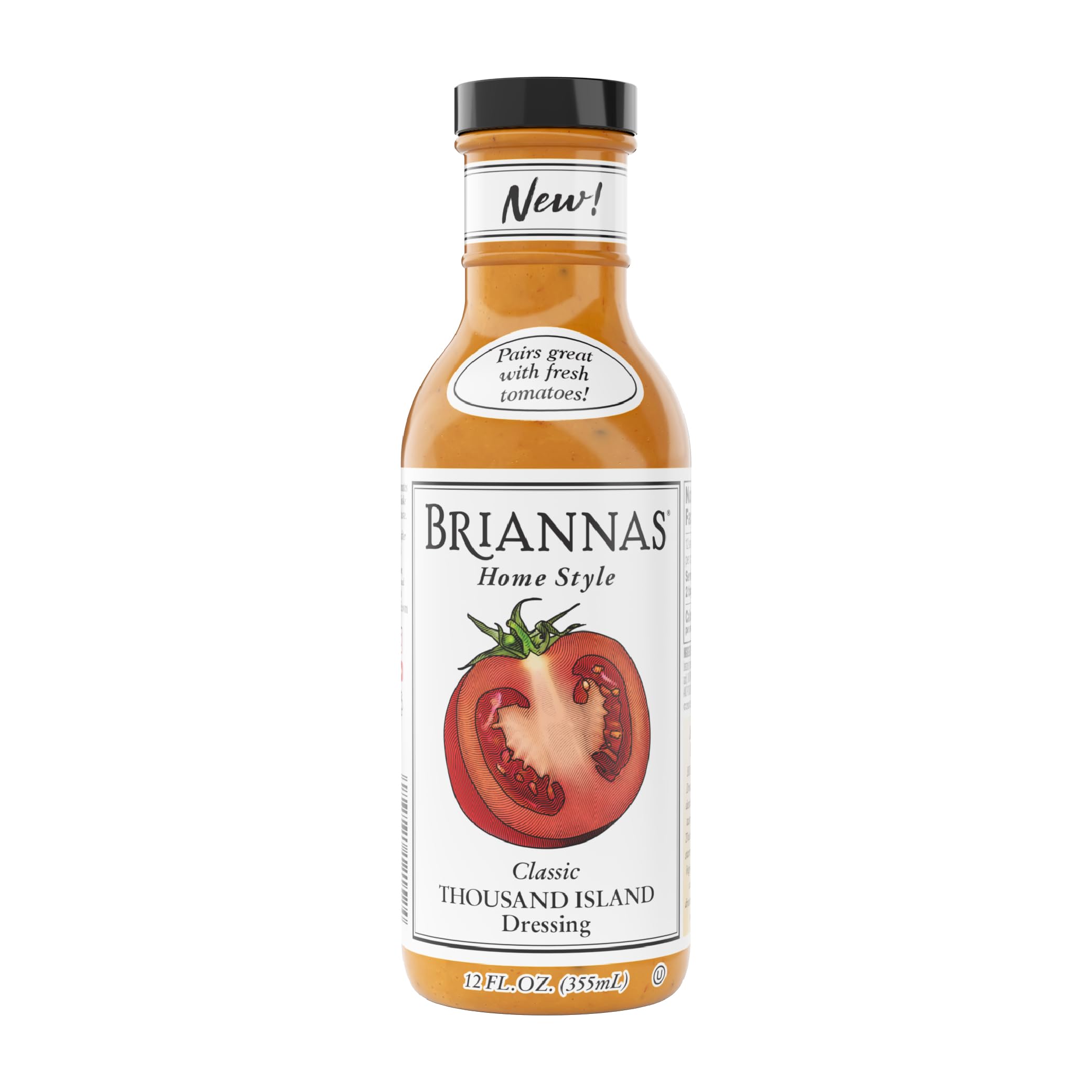 BRIANNAS - Home Style Thousand Island Dressing - Fine Salad Dressing made with Premium Ingredients - Gluten Free and Kosher Salad Dressing - 12 oz. Bottle