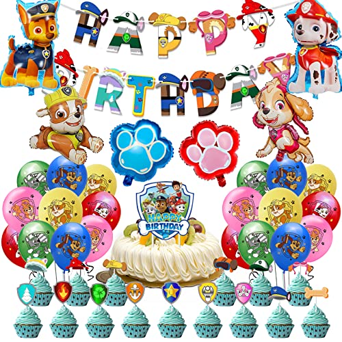 Punvot Paw Patrol Luftballons, Cartoon Party Ballons Geburtstag Dekoration Set Karikatur Dog Luftballons Heliumfolienballon Luftballon Ballon Für Kinder Junge Mädchen Party Geburtstag Dekorationen Cover