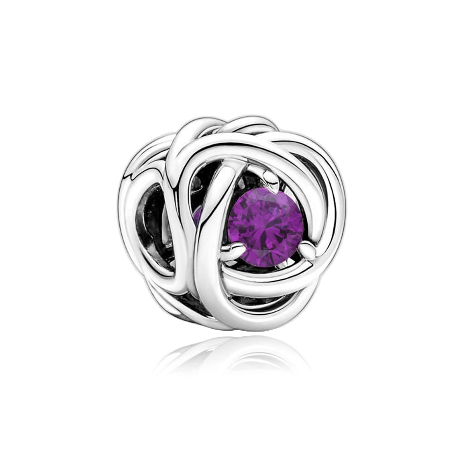 VALGACLS Birthstone Charms 925 Sterling Silver Love Heart Charm for Bracelet Necklace Happy Birthday Charms Eternity Circle Charm for Women