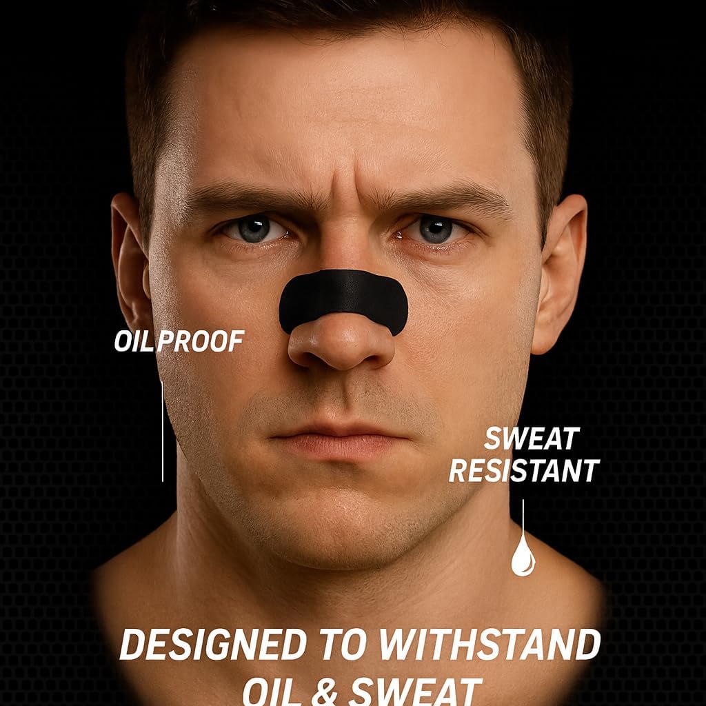 Performance Nasal Strips for Breathing (90 Count) - Oil & Sweat Proof Adhesive - Athletic Nasal Strips for Snoring & Sleeping - Black, Wide Body, Universal Fit, Extra Strength - Image 6