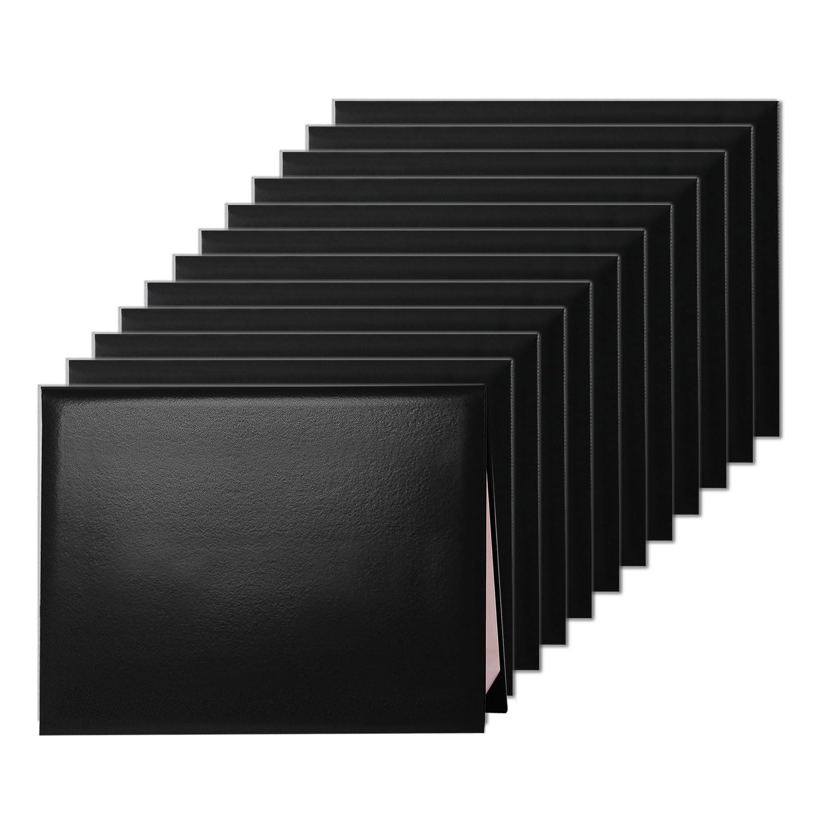 Diplomhülle 21,6 x 27,9 cm, gepolstert, für Abschlusszeugnisse, Zertifikate, Glattleder, Schwarz, 12 Stück