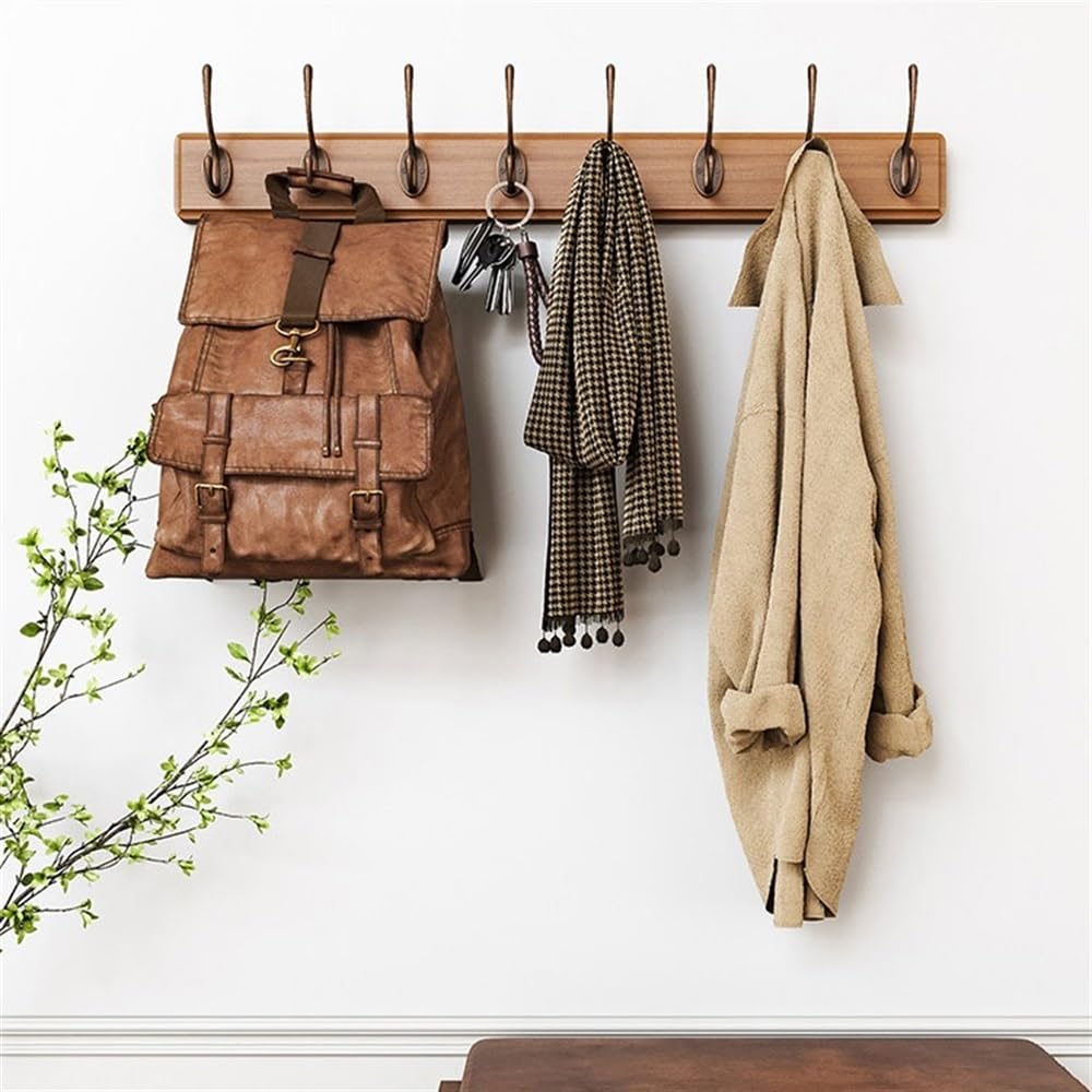Perchero de Pared Perchero rústico montado en la Pared, Perchero de Madera Maciza con 8 Ganchos for Colgar Ropa, Batas, Toallas, Abrigos Ganchos para Abrigos