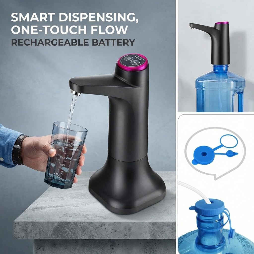 Distributeur d eau portable Pompe à rechargeable de qualité alimentaire sans BPA Silencieuse et étanche Compatible universelle avec les canettes en gallons Idéale pour la maison le camping-car camping