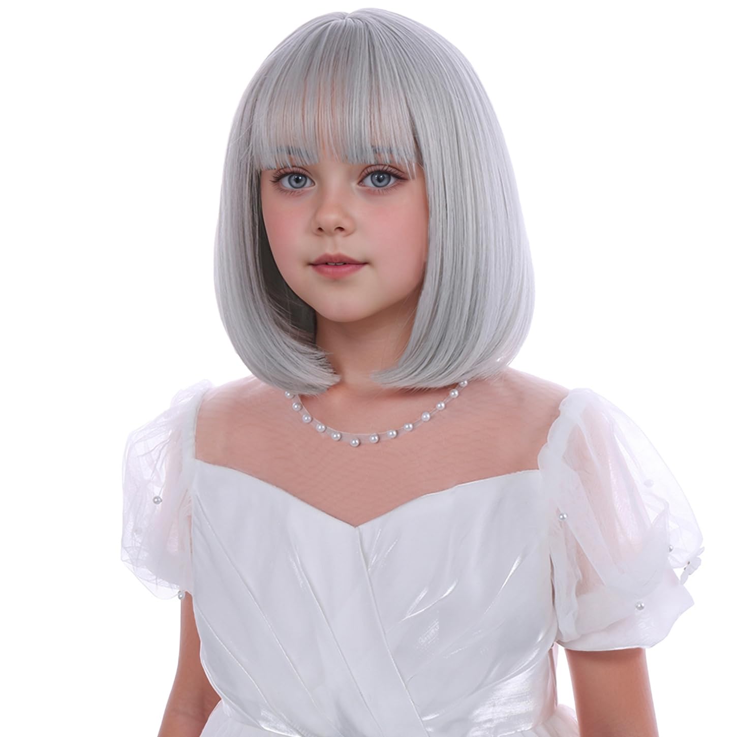 Hot Pink Bob Wig for Girls Kid Short Rose Red Wig Child Neon Pink Straight Wigs with Bangs Include Wigs Cap