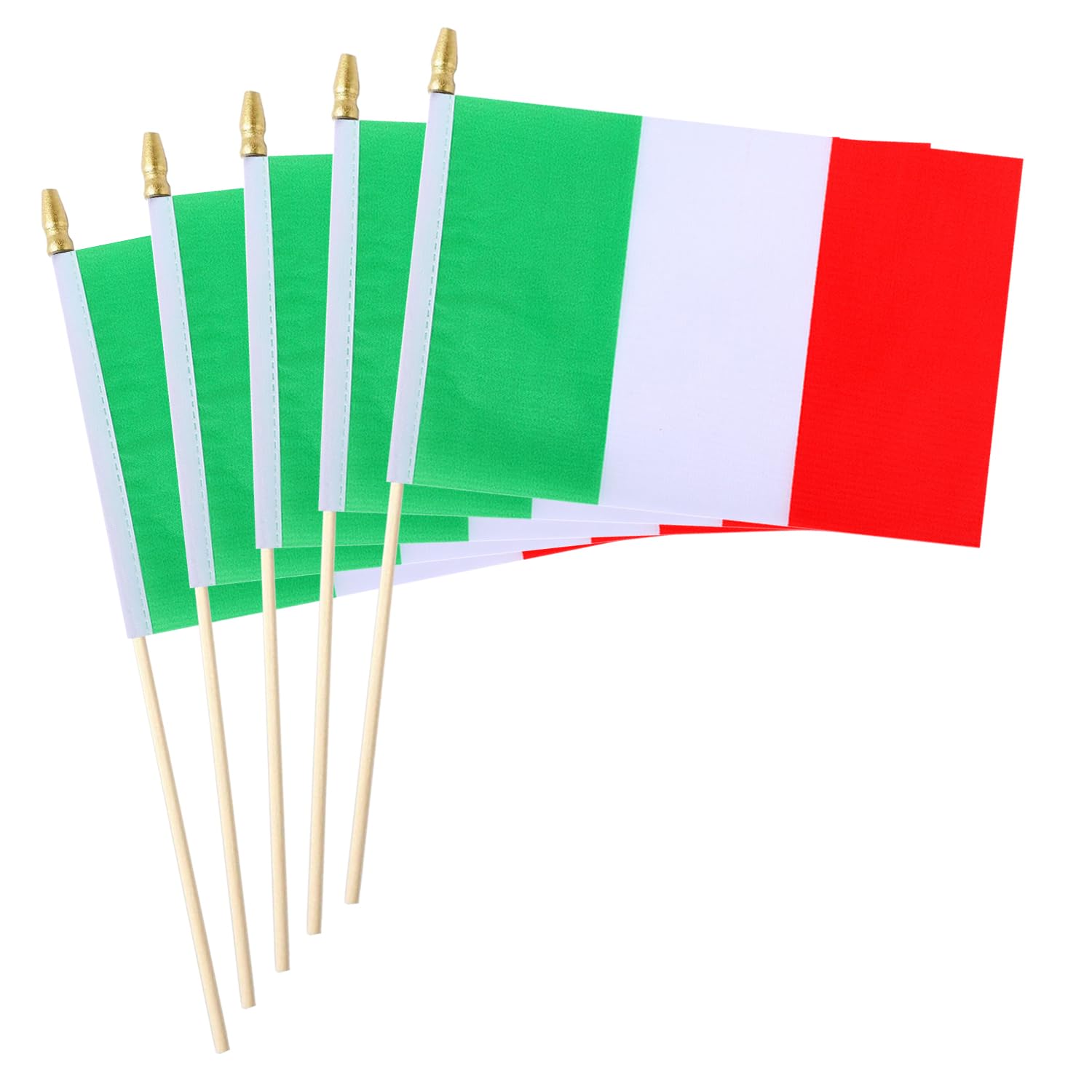 5 Pack Italy Italians Small Mini Wood Hand Held Stick Flag,Suitable For Various Holiday Parties, World Cup, National Day, And National Flag Day.