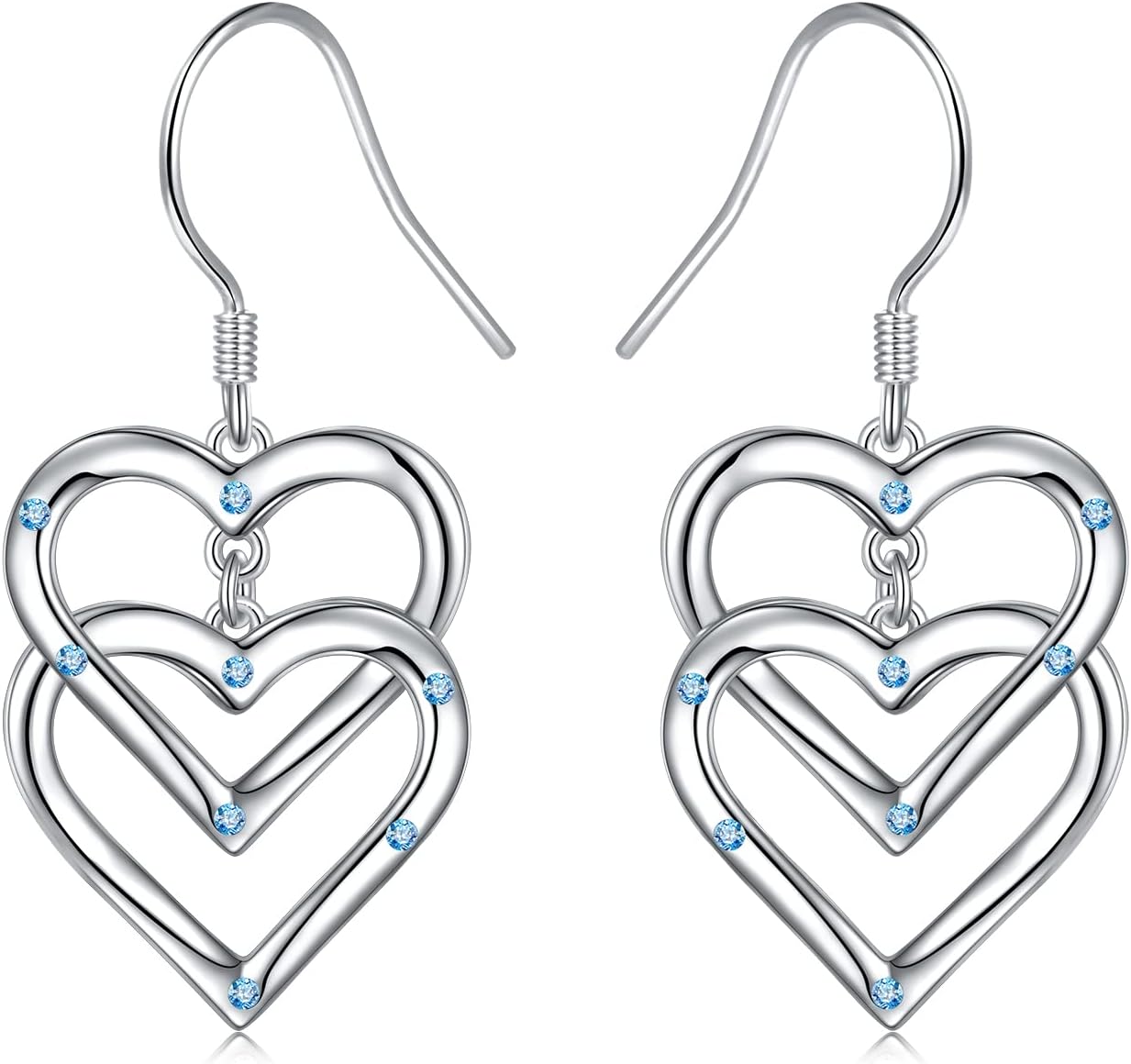 S925 Sterling Silver Heart Drop Dangle Studs Filigree Earrings Jewelry Birthday Gifts for Women Girlfriend