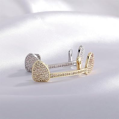 Silver Gold Teeth Grillz for Men and Women, Hip Hop Iced Out Diamond Mouth Grills for Your Teeth Top & Bottom, Rapper Costume Teeth Grillz