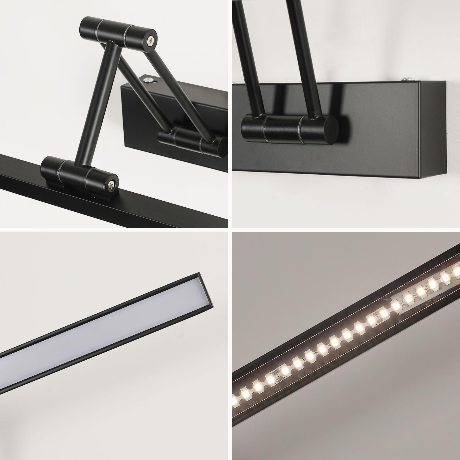 Goeco Luce Specchio Led 40cm, 9W Bianco Neutra 4000K Lampada Armadio Girevole, IP20 Lampada da Specchio, Nero