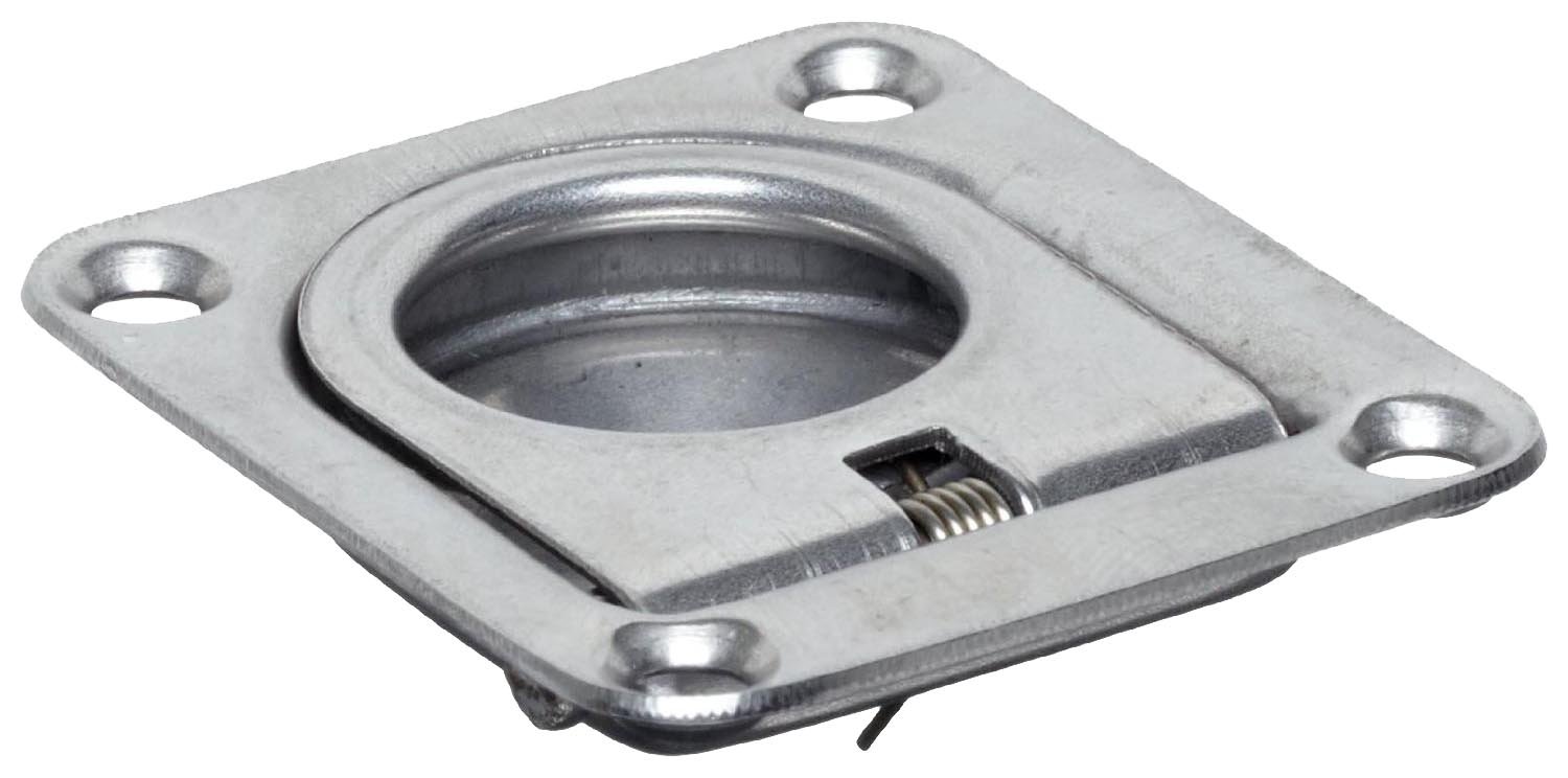 Monroe Stainless Steel 304 Recessed Spring Loaded Ring Pull Handle, Oval Grip, Polished Finish, 2-3/16