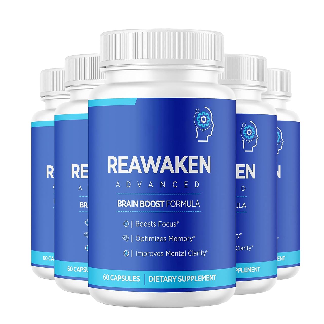 Reawaken - Re Awaken Brain Boost Supplement for Memory Advanced Formula Memory Mindful Focus Support (5 Pack - 300 Capsules)