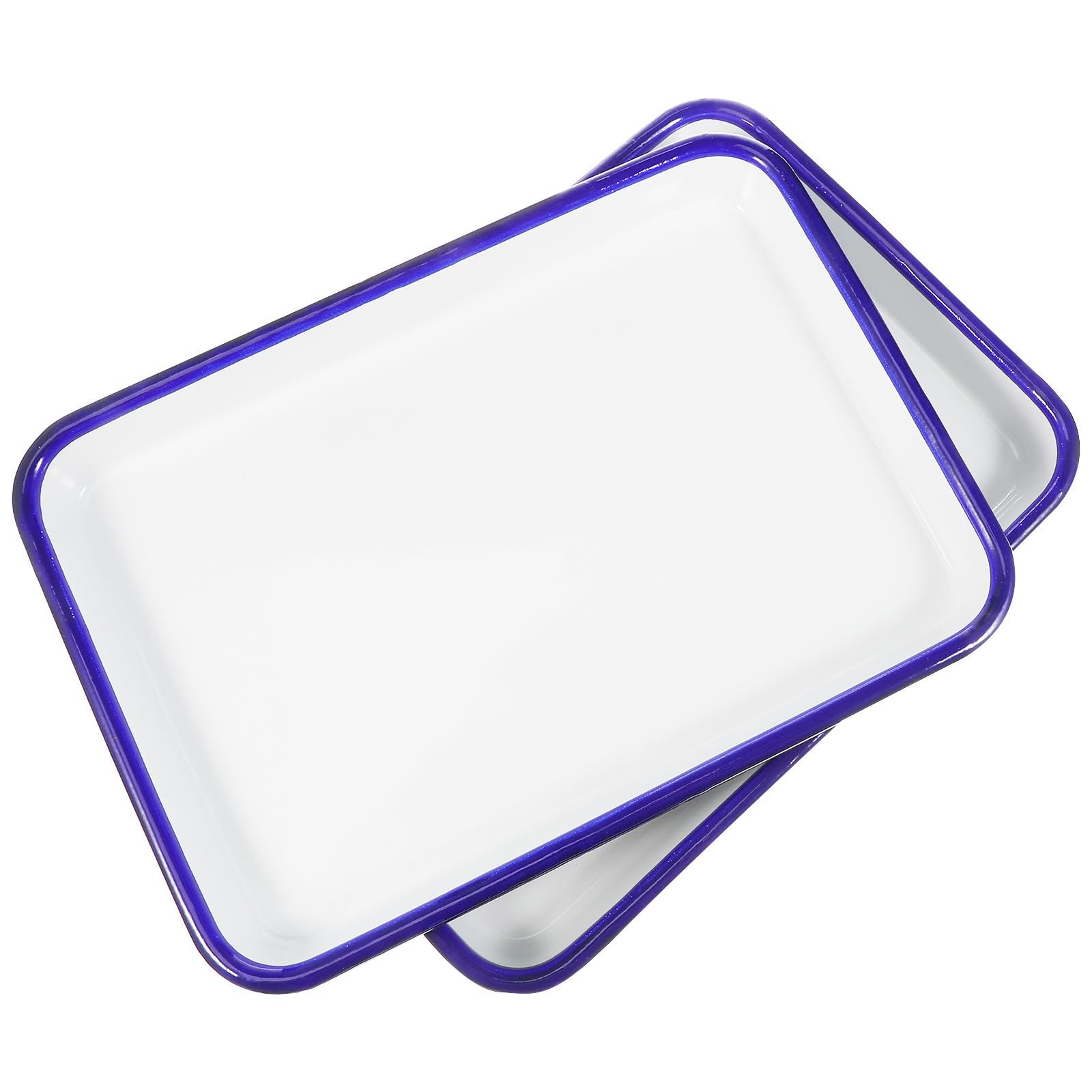 Bandejas para Horno Multifuncionales de Esmalte Blanco Moldes Rectangulares Juego de 2 para Hornear Pasteles Resistentes Transferencia Rápida de Calor