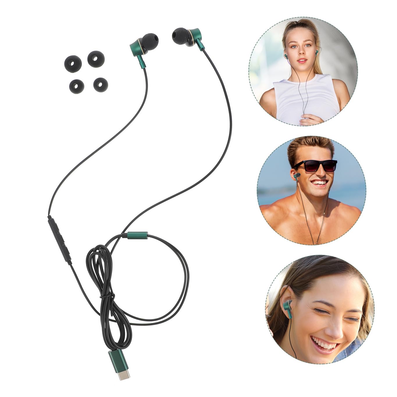 Mikikit 4pezzi Cuffie In-ear Usb Type-c Microfono Cancellazione Per Smartphone e Tablet Audio Stereo e Comfort Duraturo