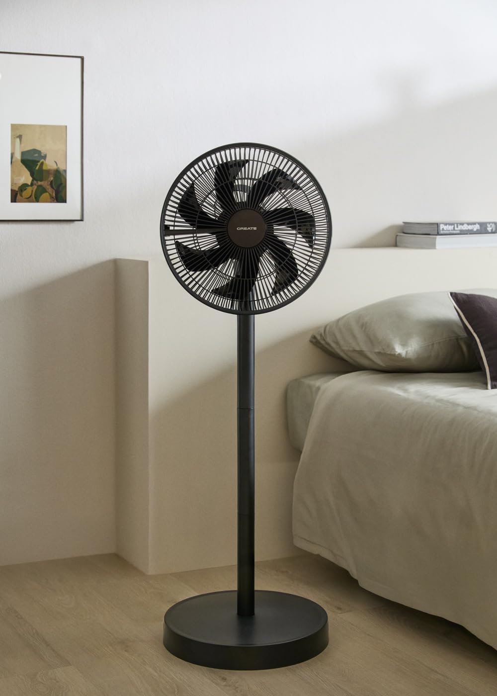 CREATE / AIR STAND FOLDABLE/Ventilador plegable de pie negro/Sistema de oscilación automática de 75°, altura regulable, 3 velocidades, silencioso, 50W