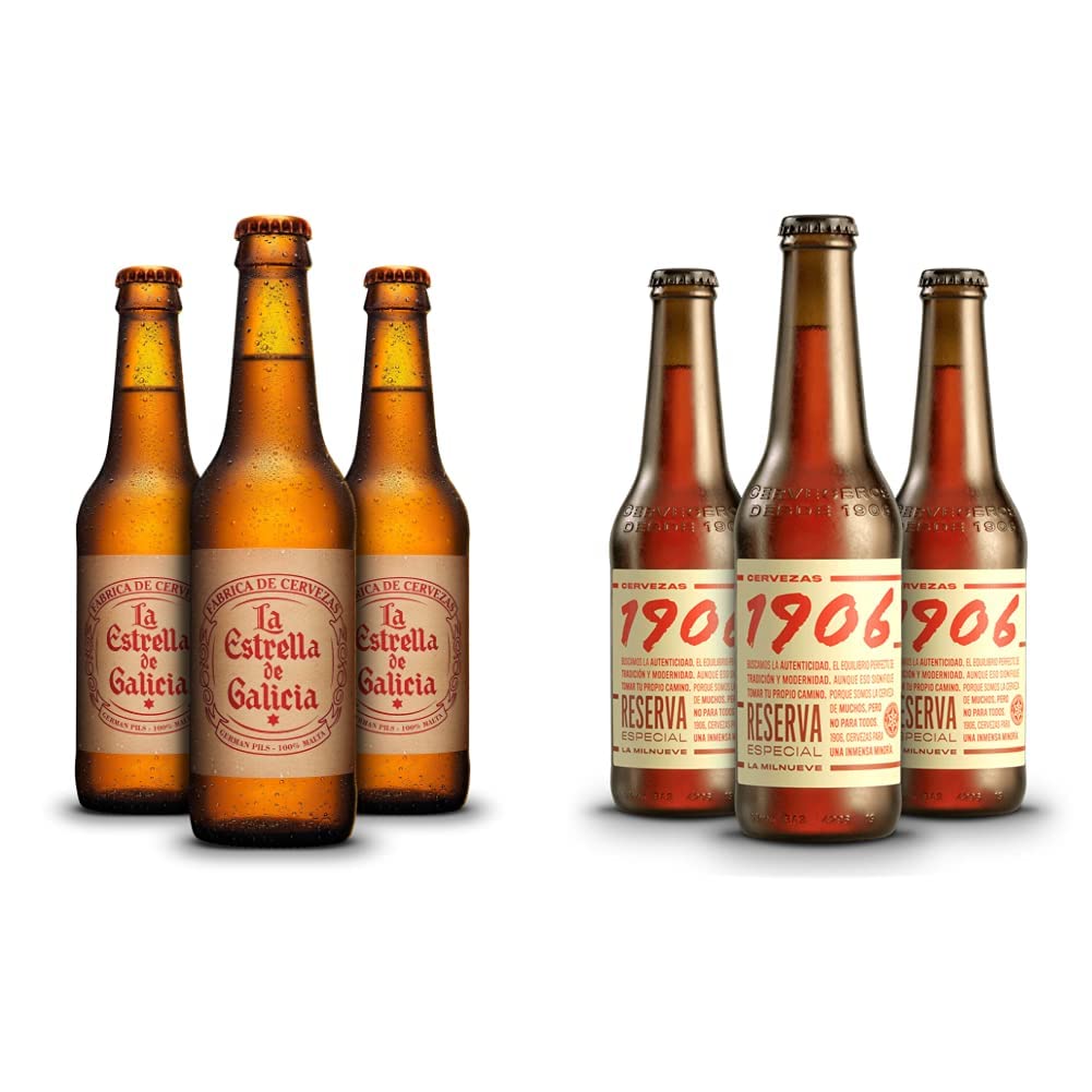 La Estrella de Galicia Cerveza - Pack de 24 botellas x 330 ml - Total: 7.92L + 1906 Reserva Especial Cerveza, 24 x 330ml