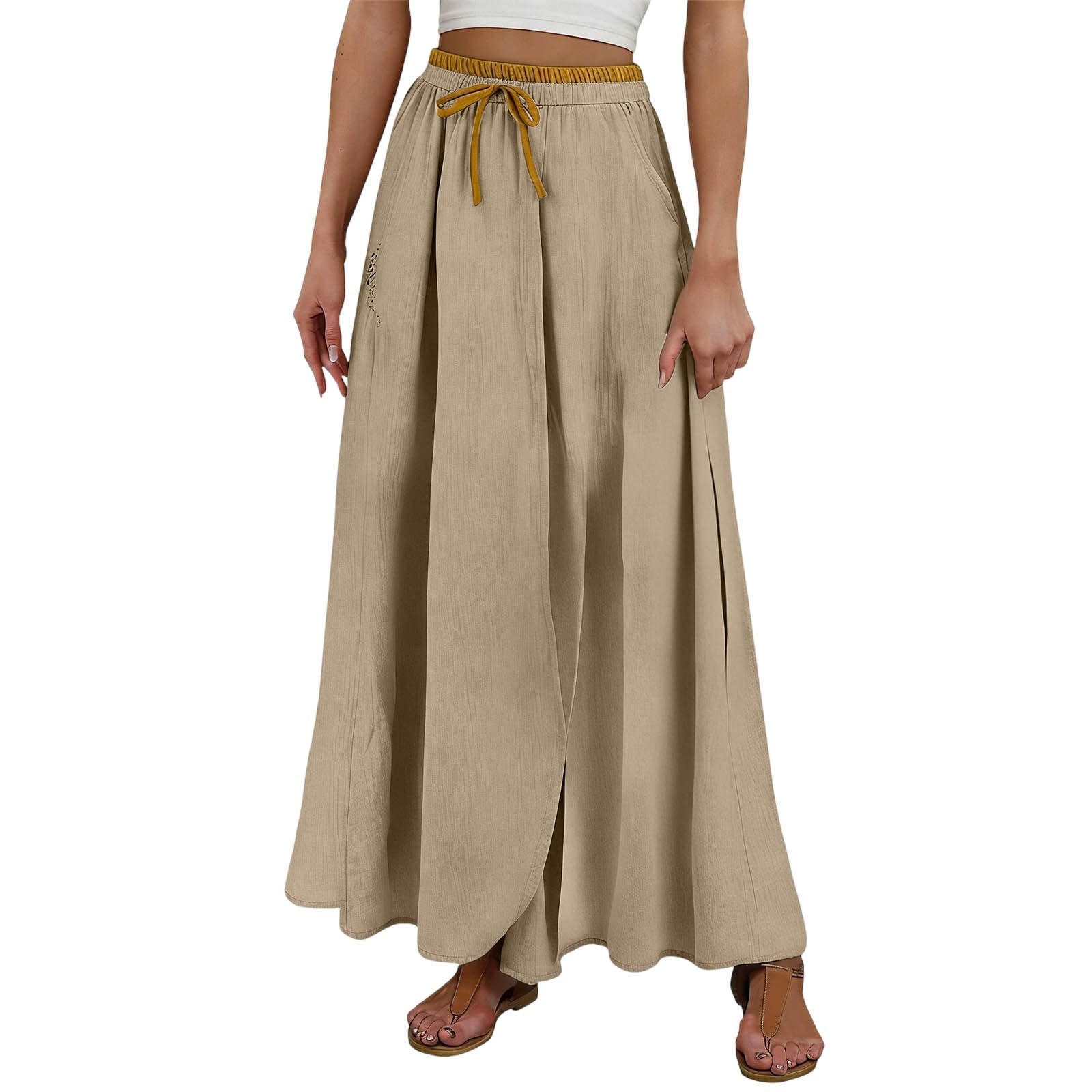 Jupe midi ample et confortable à taille haute extensible en taille XXL - 8