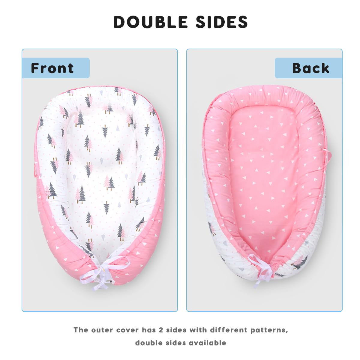 SONARIN Portatile Riduttore Lettino Neonato,88 x 53 cm Baby Nest Nido Neonati Riduttore Culla da Viaggio per Bambini, con100% Cotone Copertura Reversibile Lavabile(Coniglietto Carote)