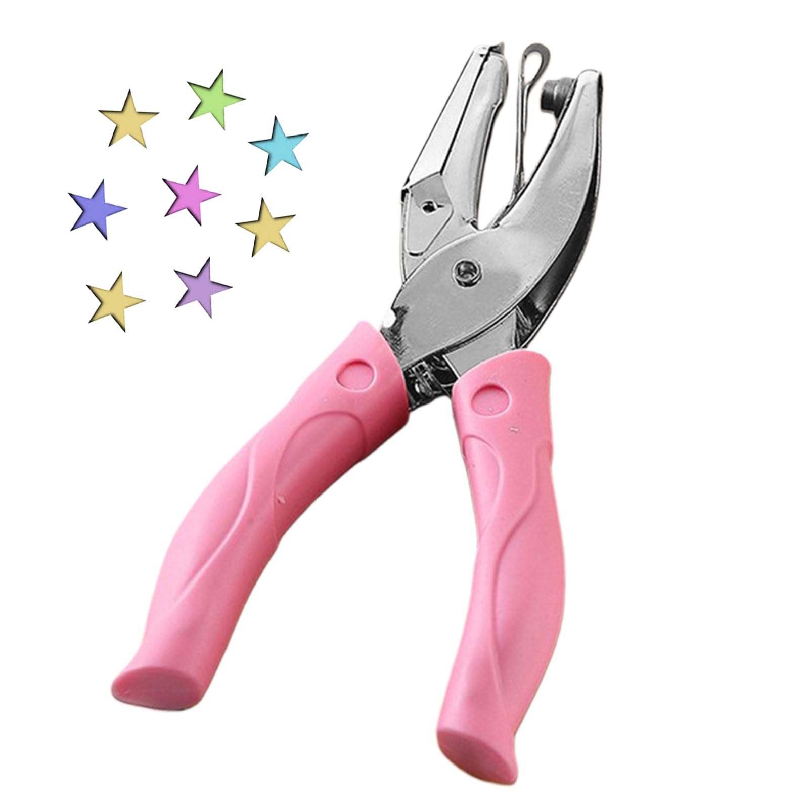 Small Hole Punch, 5mm Star Durable Hole Punch Shapes,Shape Holes Punches with Rubber Handle,for Clothing Tickets DIY Craft Labels Scrapbooking Tools, Pink