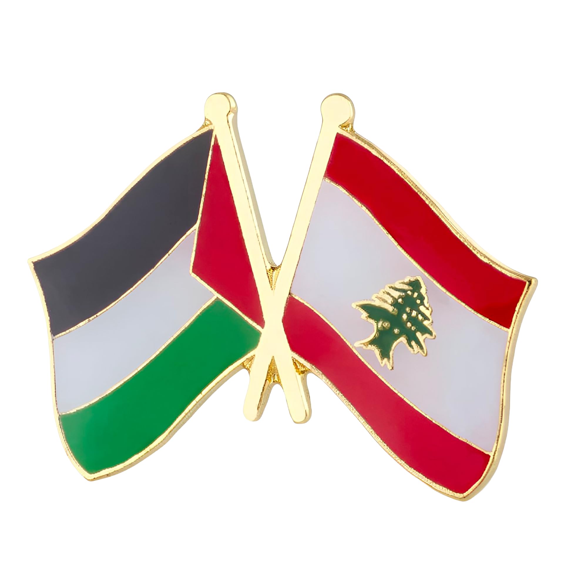Palestine & Lebanon Friendship National Flag Metal Enamel Pin Badge Lapel