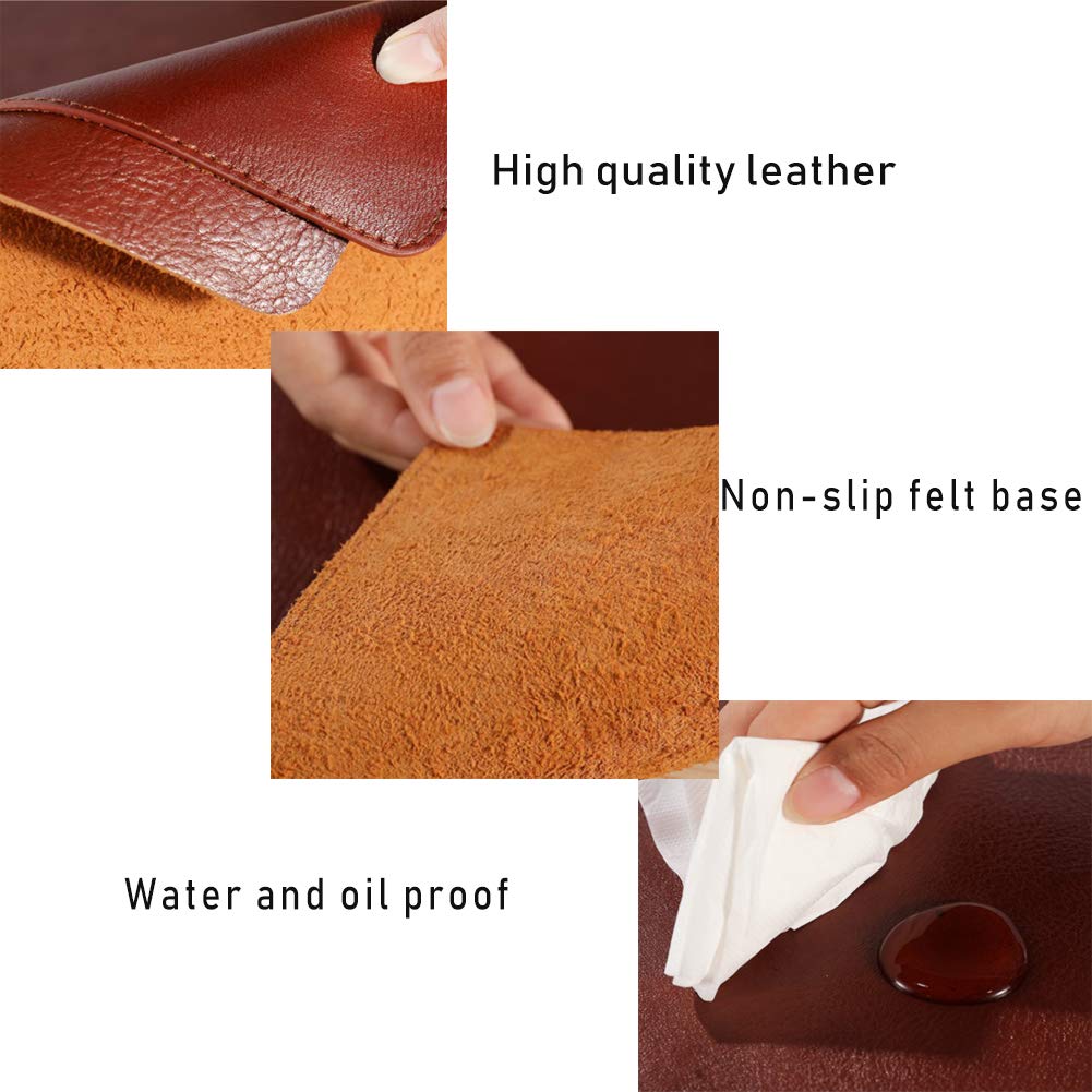 Authentique Cuir Sous-main Protecteur Prolongé Jeu Tapis De Souris Grand Imperméable Tapis De Bureau Multifonctionnel Antidérapant Bureau écriture Tapis De Souris-Noir. 40x60cm(16x24inch)