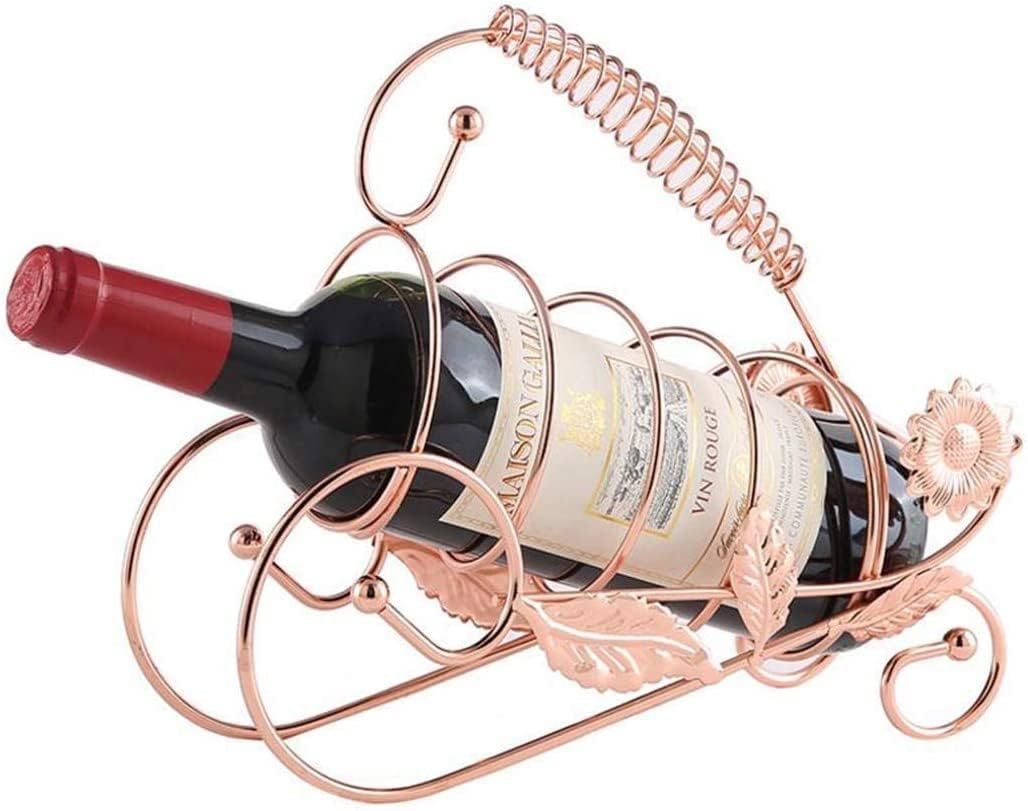 Craft Capital Countertop Holder Bottle Rack Vintage Sunflower European Living Room Shelf Creative Wrought Iron Ornaments Red Bottle Rack (Gold)-picture-46