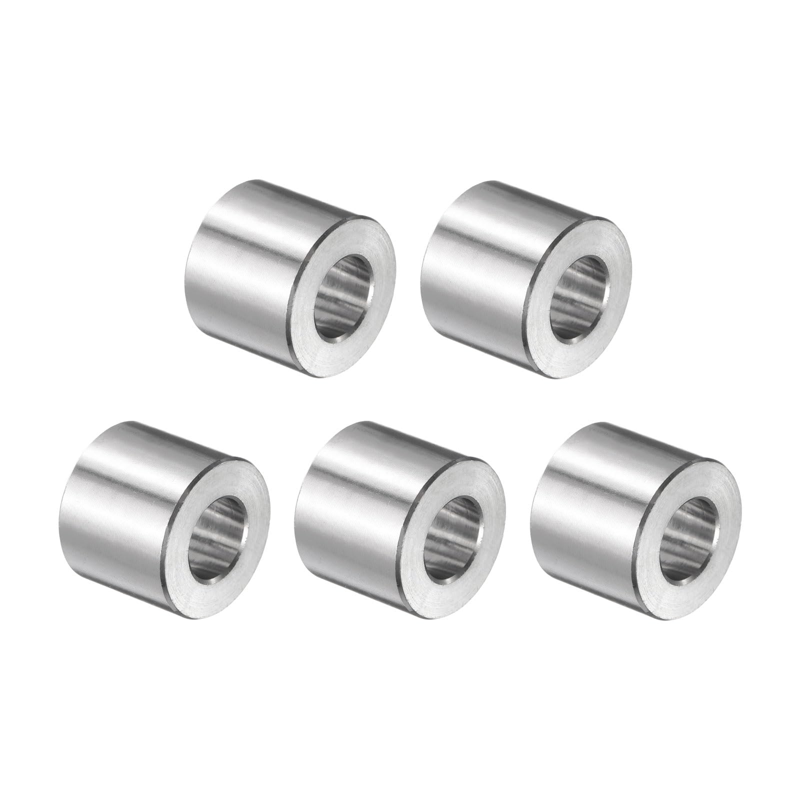 uxcell 5pcs Stainless Steel Spacer 3/8" Bore x 3/4" OD x 5/8" Length Screw Bushing Plain Finish Round Metal Spacer for M10 Screws Bolts and Rods