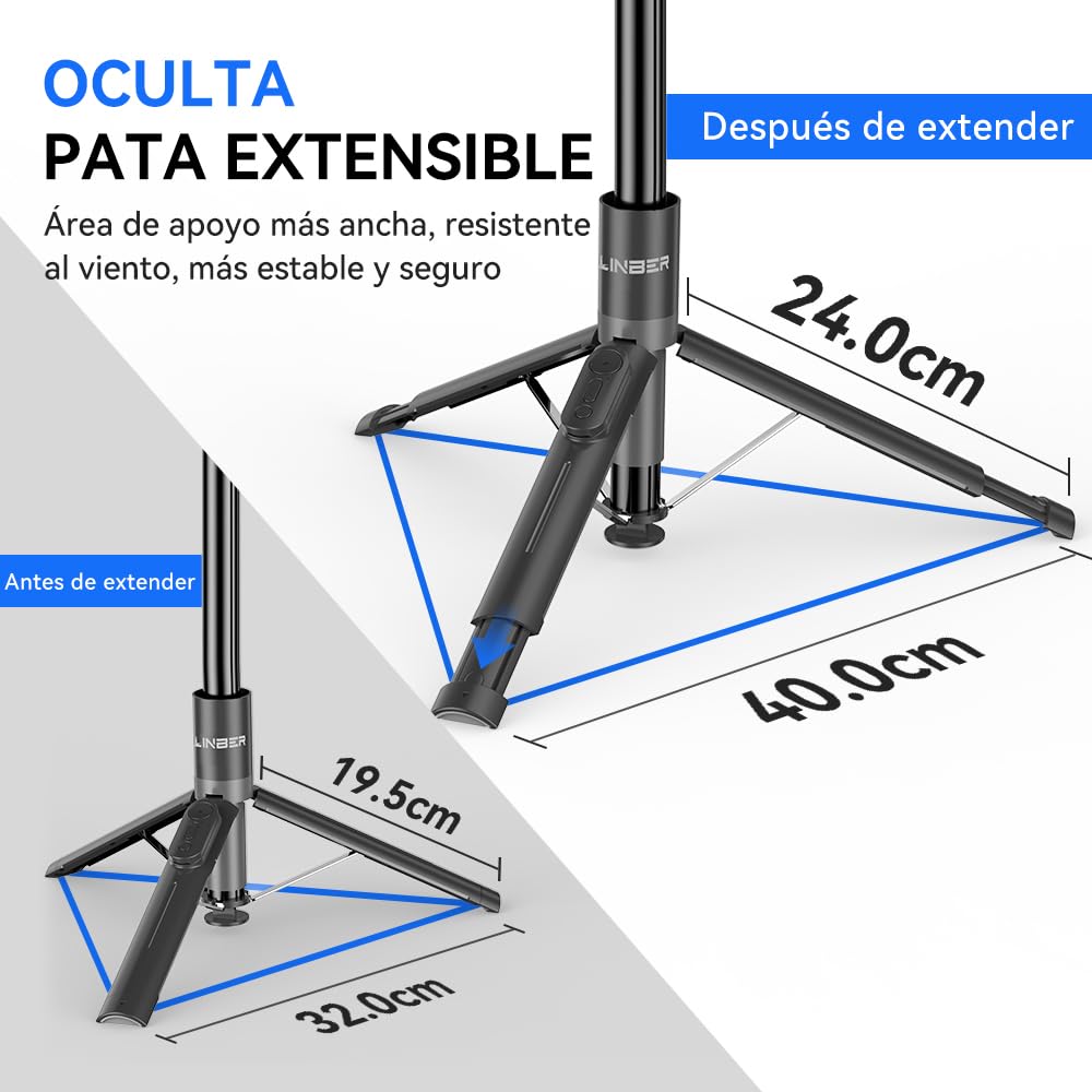 Trípode Selfie Auto Open 160 cm para móvil