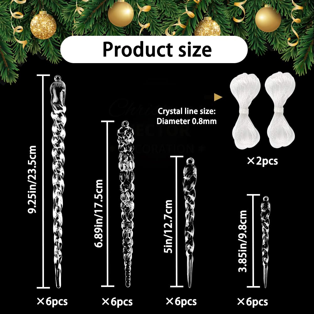 JOLCEEY 24pcs Clear Christmas Tree Pendants - Image 2